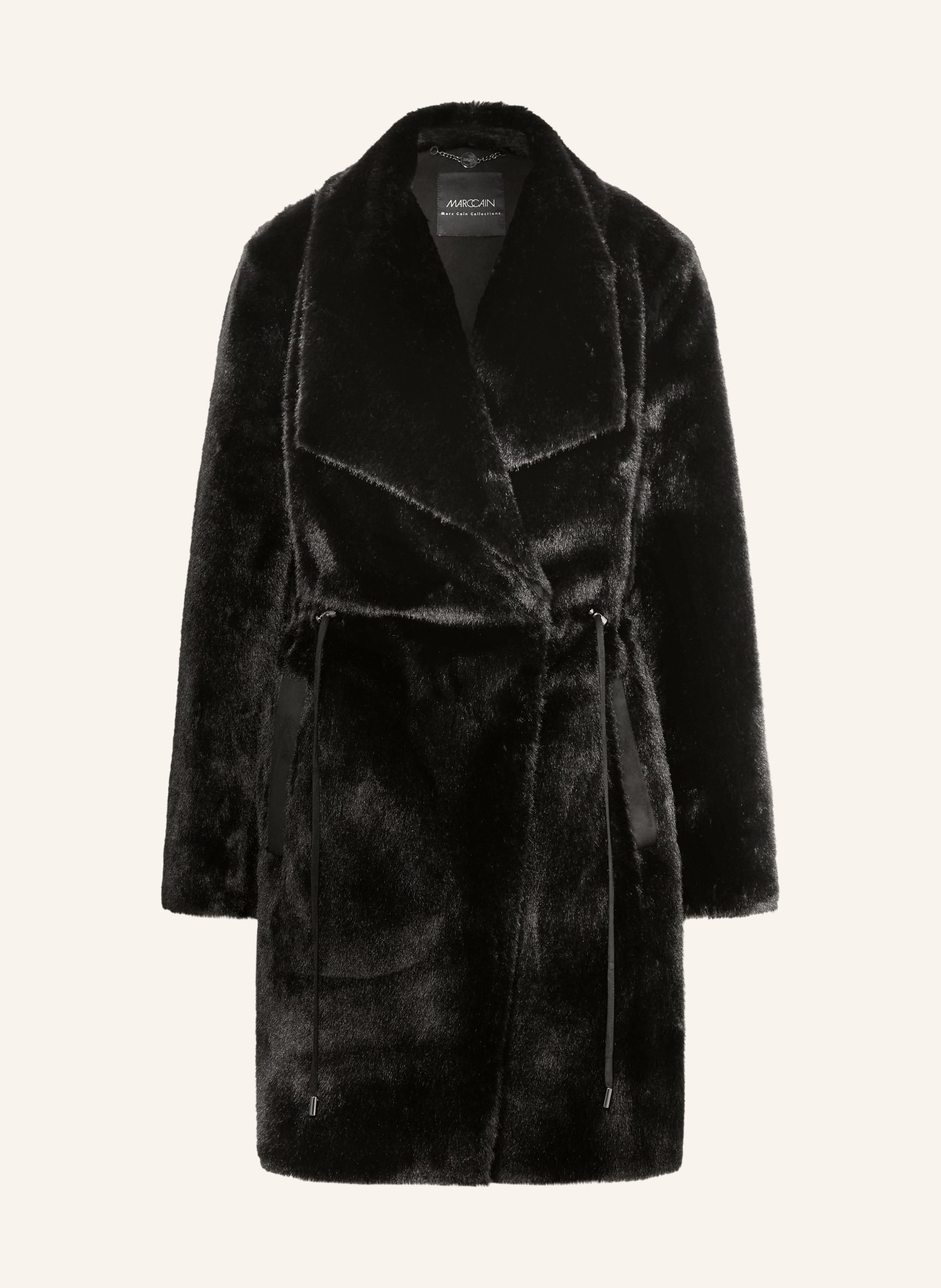MARC CAIN Faux fur coat: 900 black new