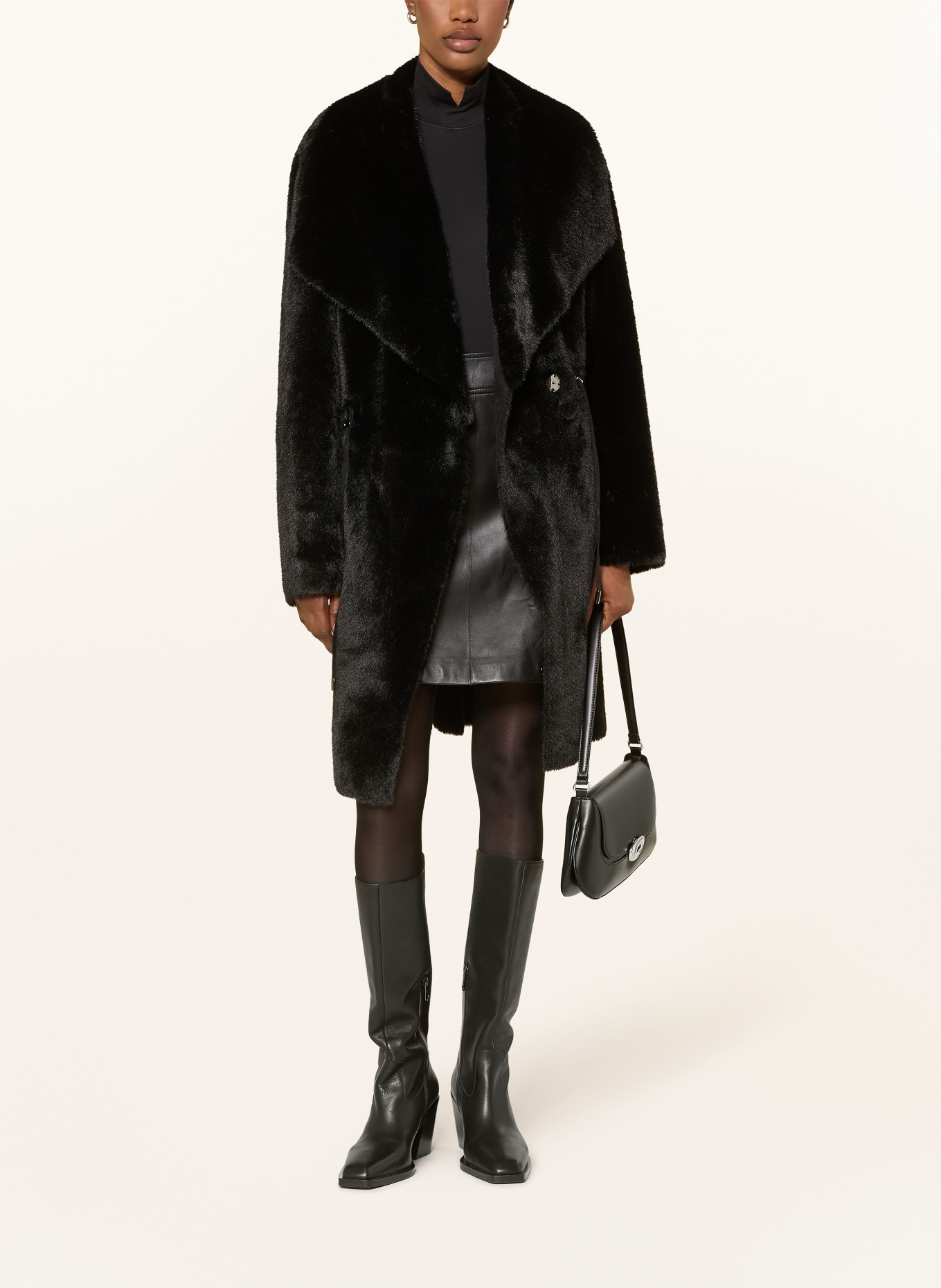 MARC CAIN Faux fur coat: 900 black new