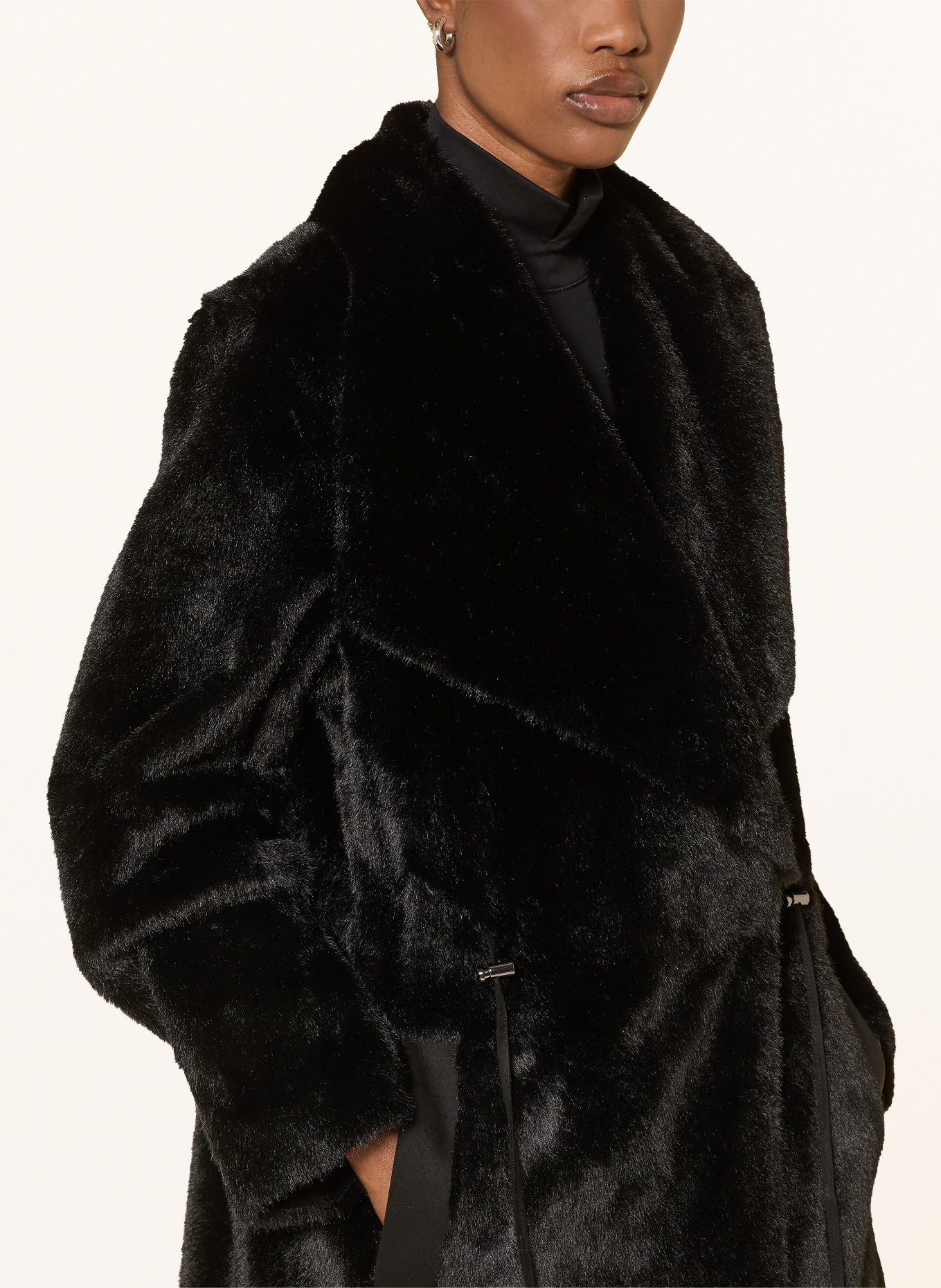 MARC CAIN Faux fur coat: 900 black new