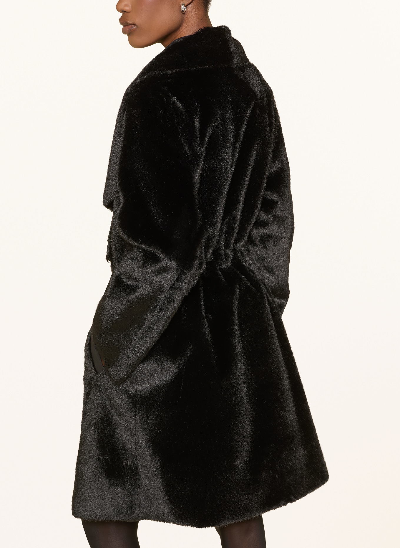 MARC CAIN Faux fur coat: 900 black new