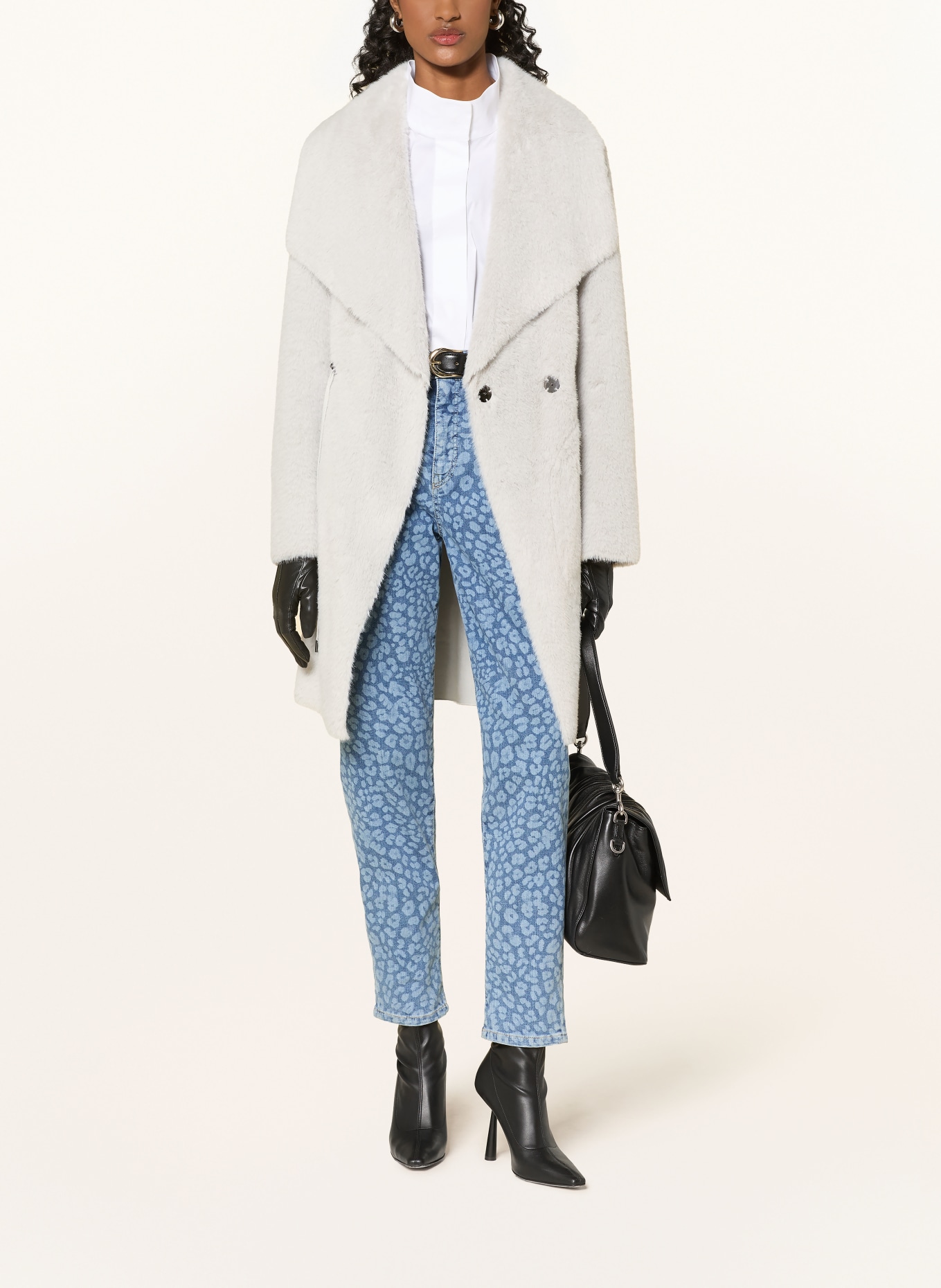 MARC CAIN Faux fur coat: 812 vapor blue