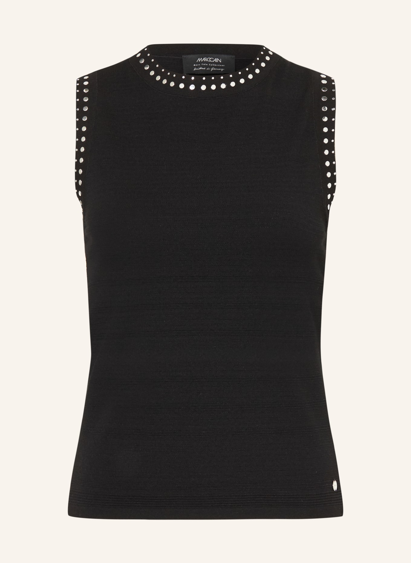 MARC CAIN Knit top with studs: 900 black new