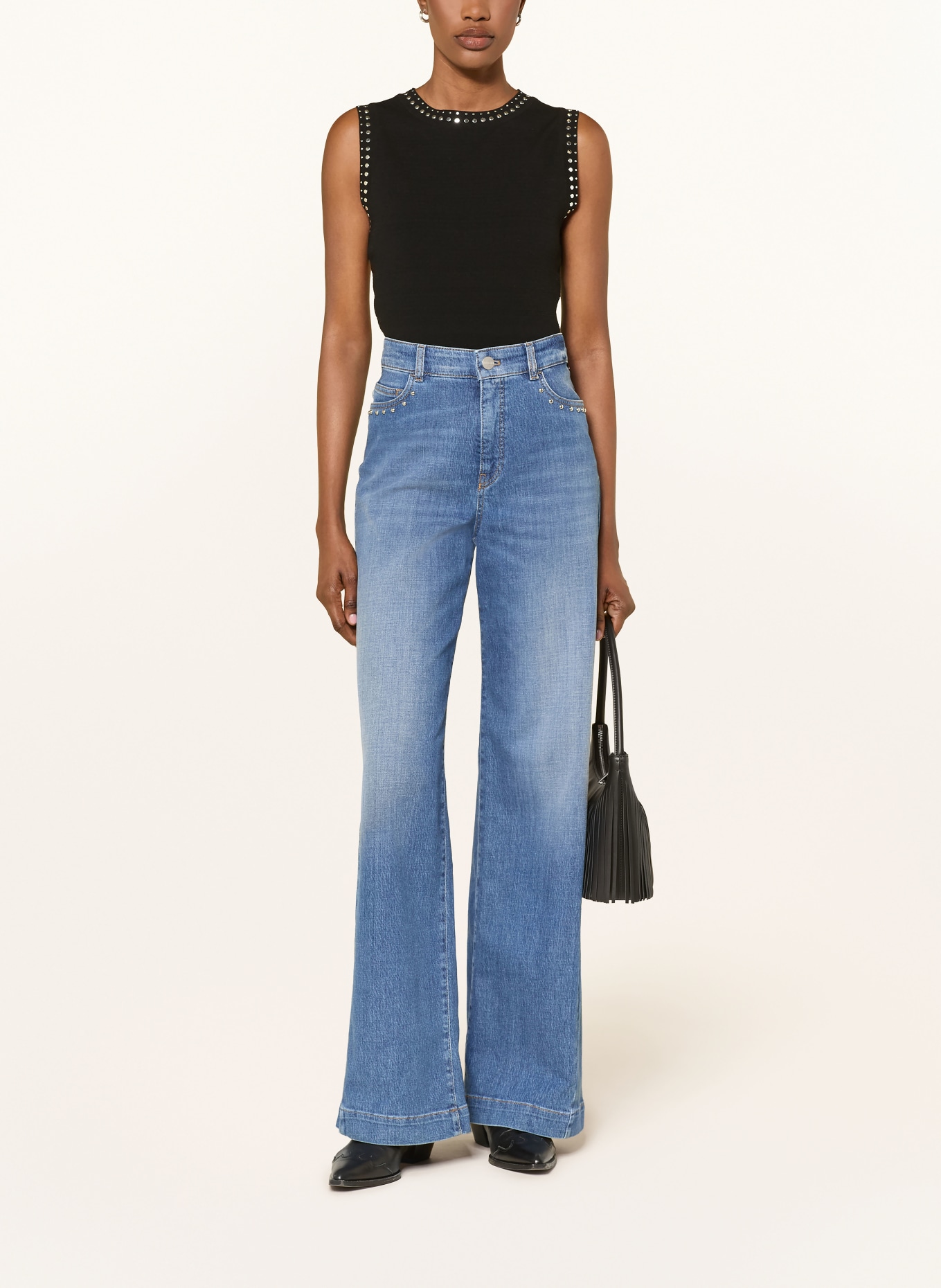 MARC CAIN Knit top with studs: 900 black new