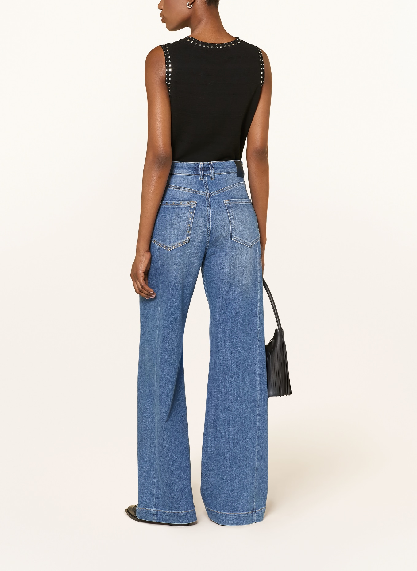 MARC CAIN Knit top with studs: 900 black new