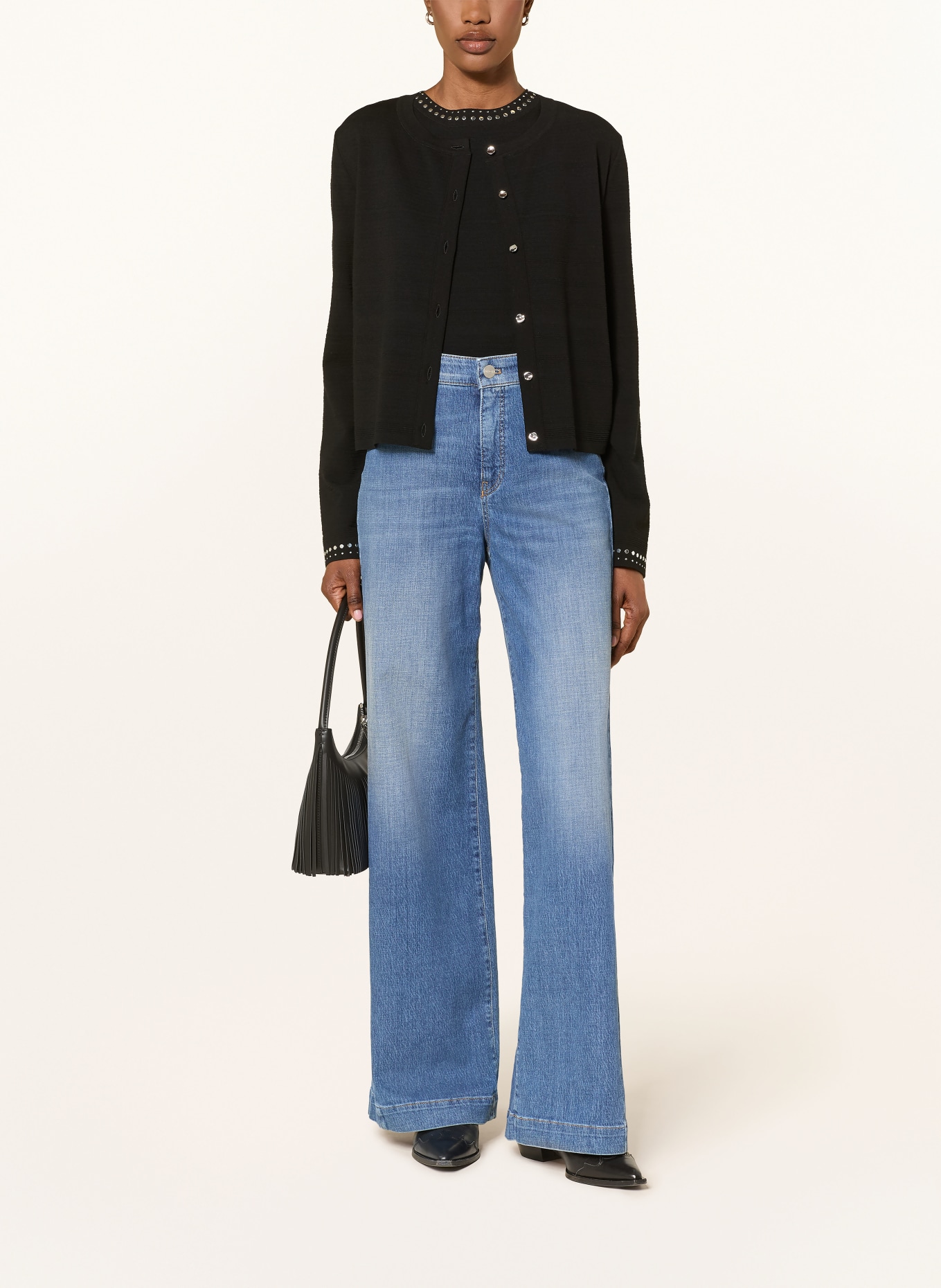 MARC CAIN Knit top with studs: 900 black new