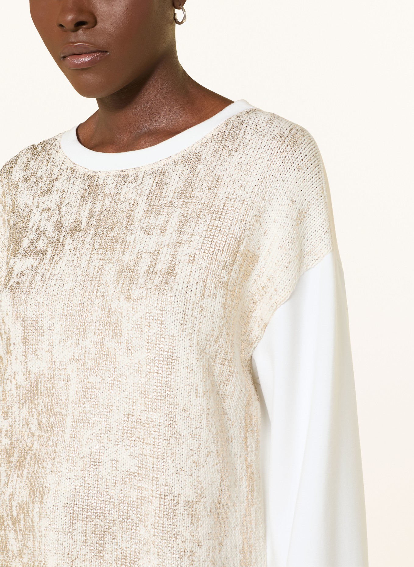 MARC CAIN Pullover im Materialmix: 414 champagne gold