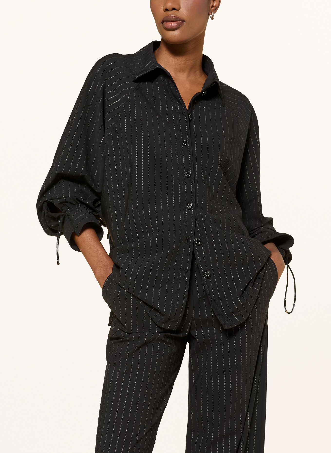 MARC CAIN Oversized-Hemdbluse: 982 black and smoke