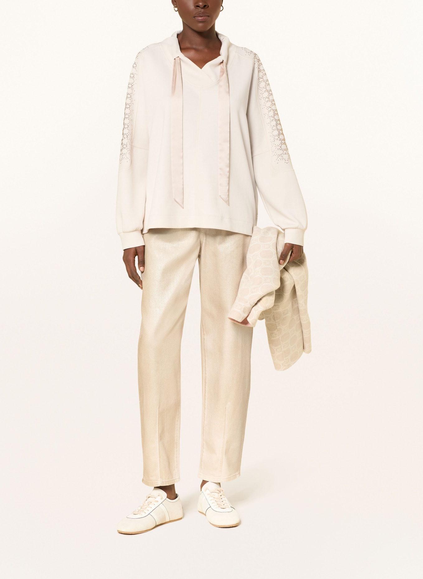 MARC CAIN Sweatshirt mit Schmucksteinen: 182 smoke