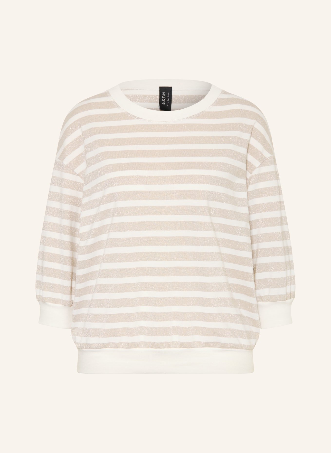 MARC CAIN T-shirt med 3/4-ärmar och glittertråd: 414 champagne gold