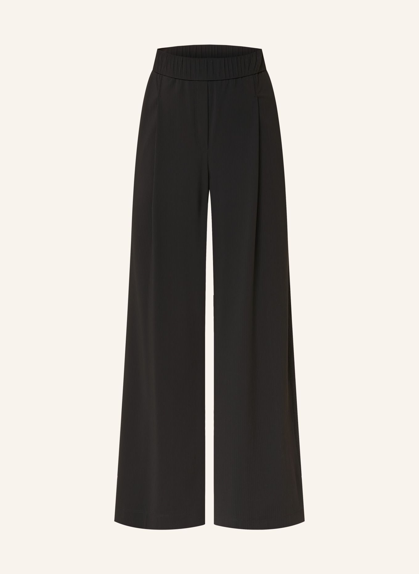 MARC CAIN Spodnie typu marlene z paskami z galonu: 900 black new