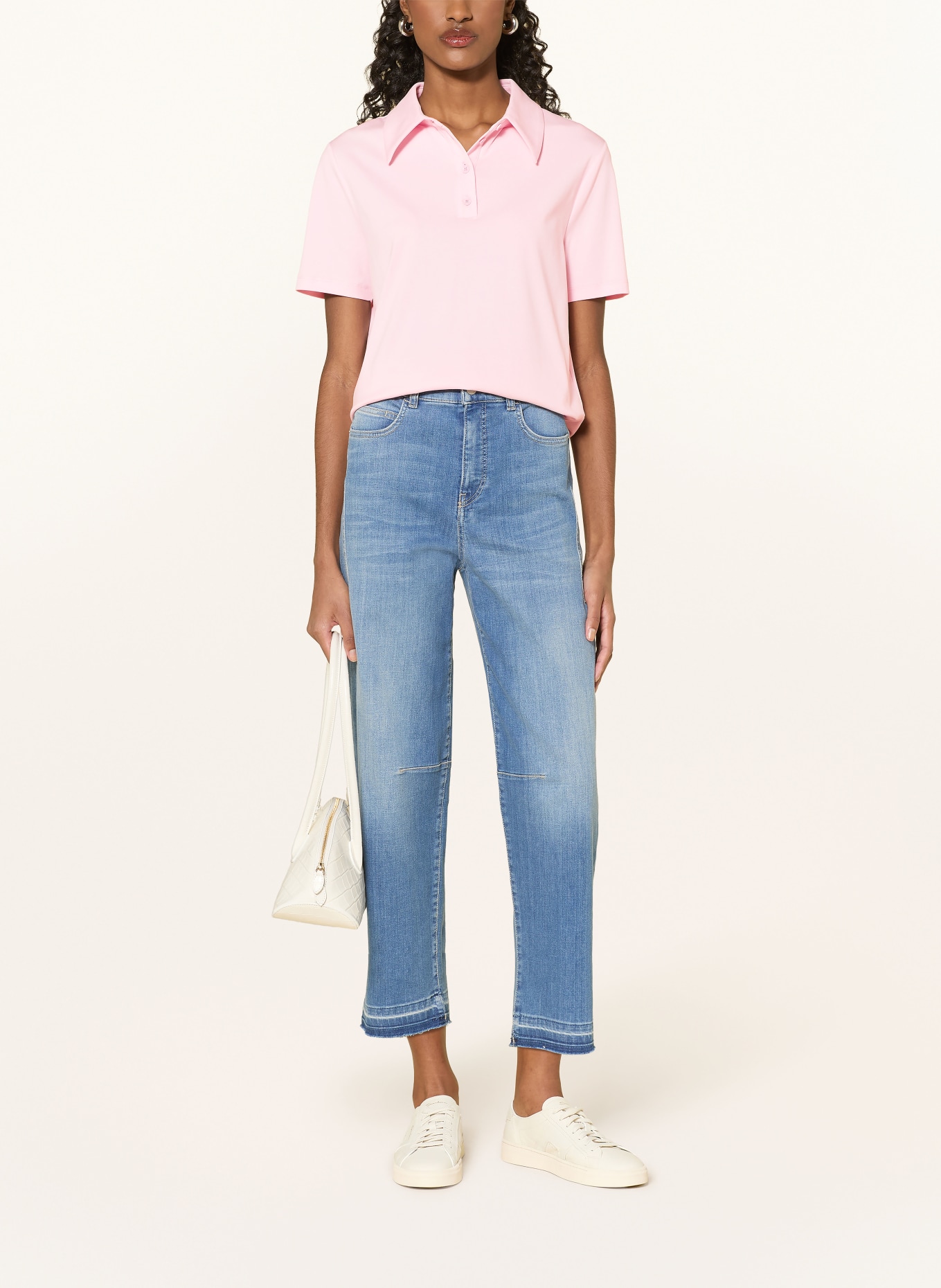 MARC CAIN Jersey polo shirt: 208 chalk pink