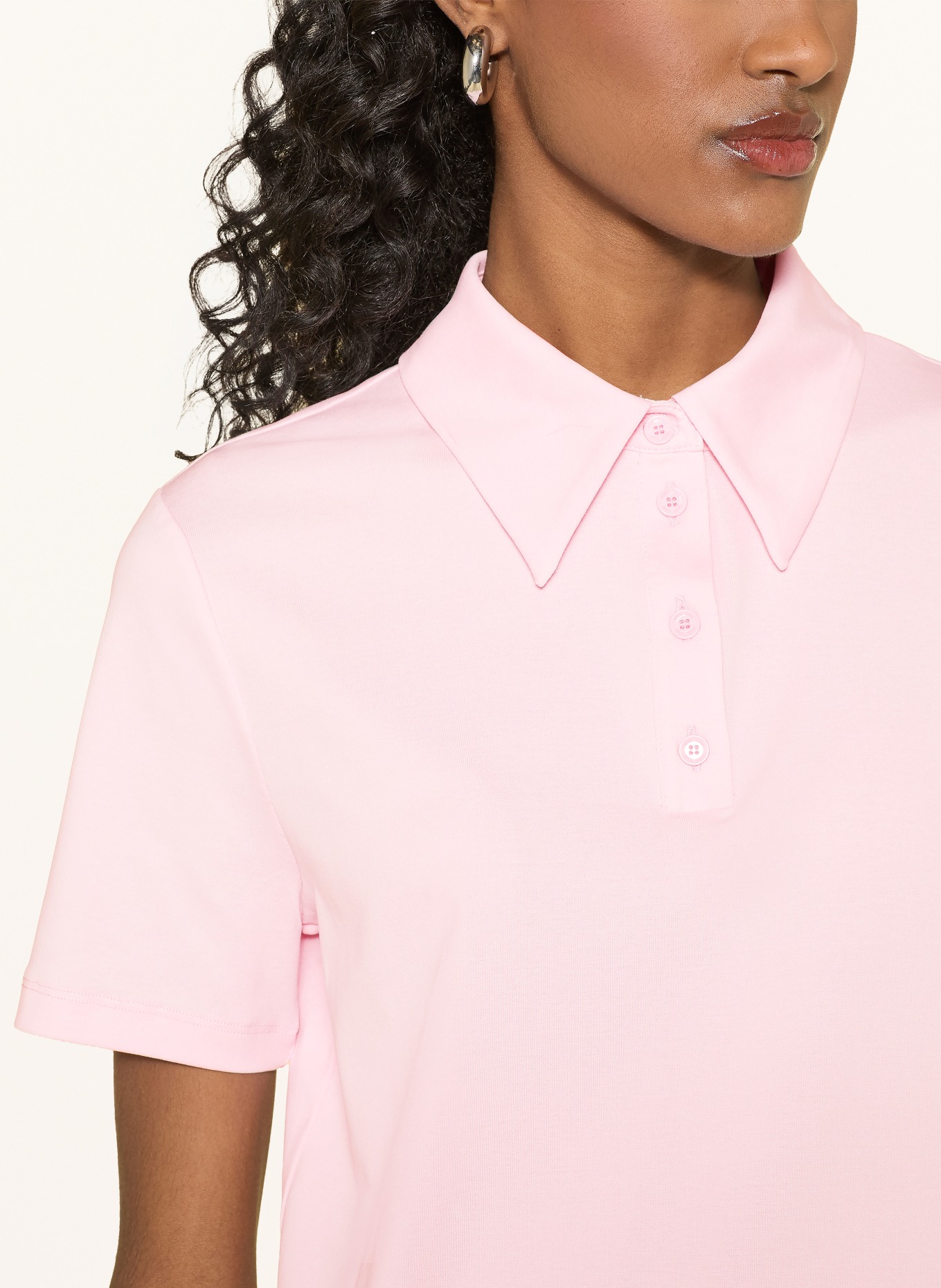 MARC CAIN Jersey polo shirt: 208 chalk pink