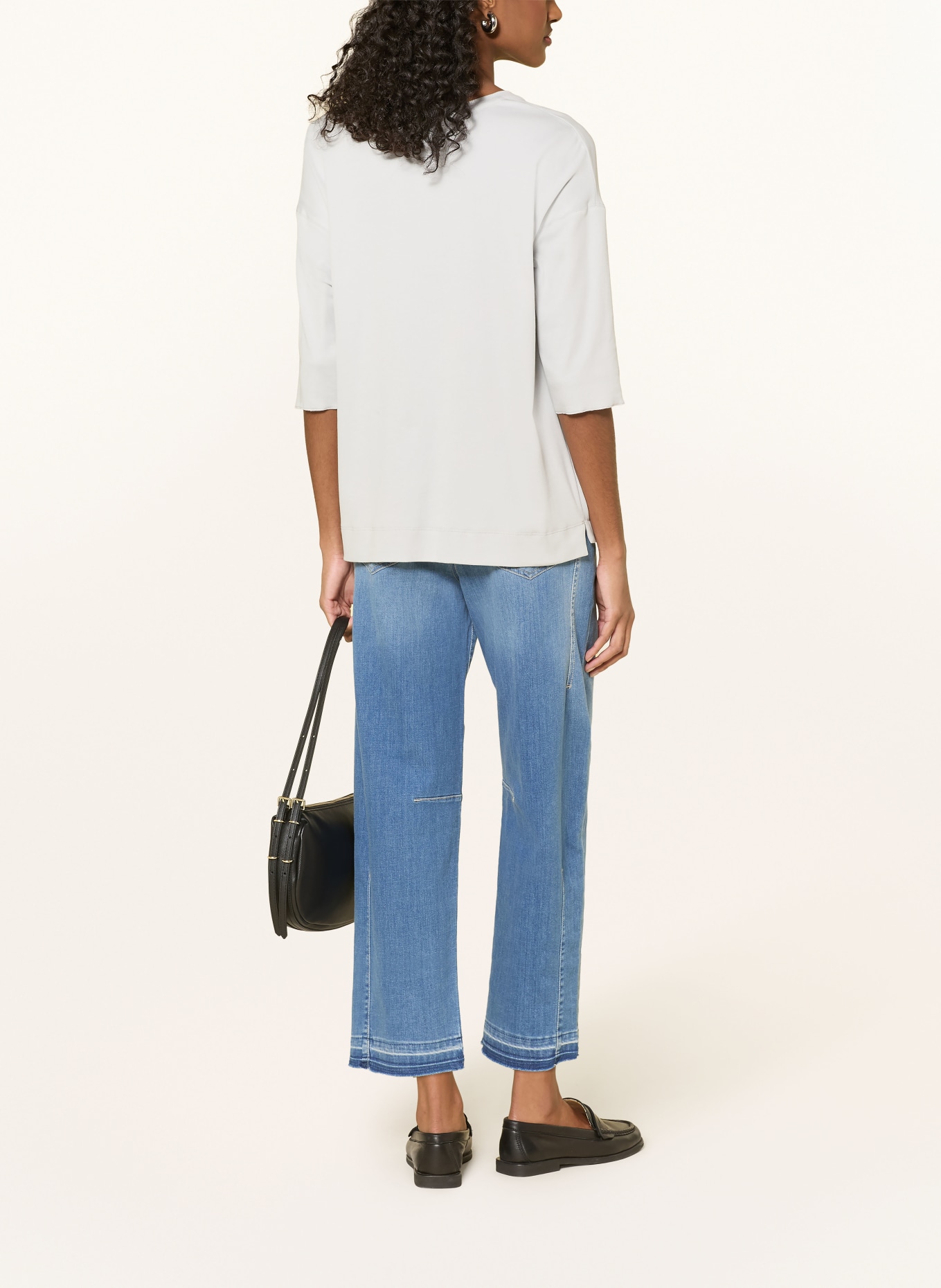 MARC CAIN Bluse i blandet materiale med 3/4-ærmer: 812 vapor blue