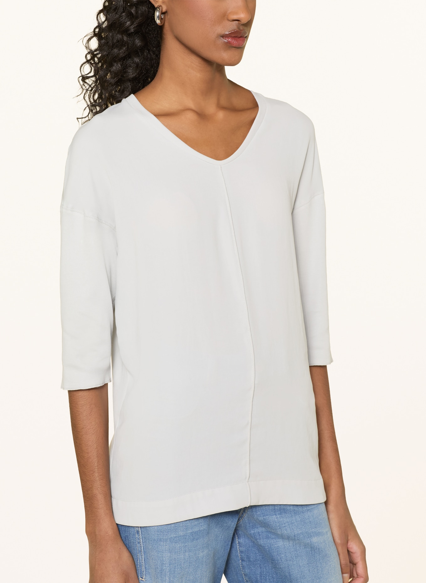 MARC CAIN Bluse i blandet materiale med 3/4-ærmer: 812 vapor blue