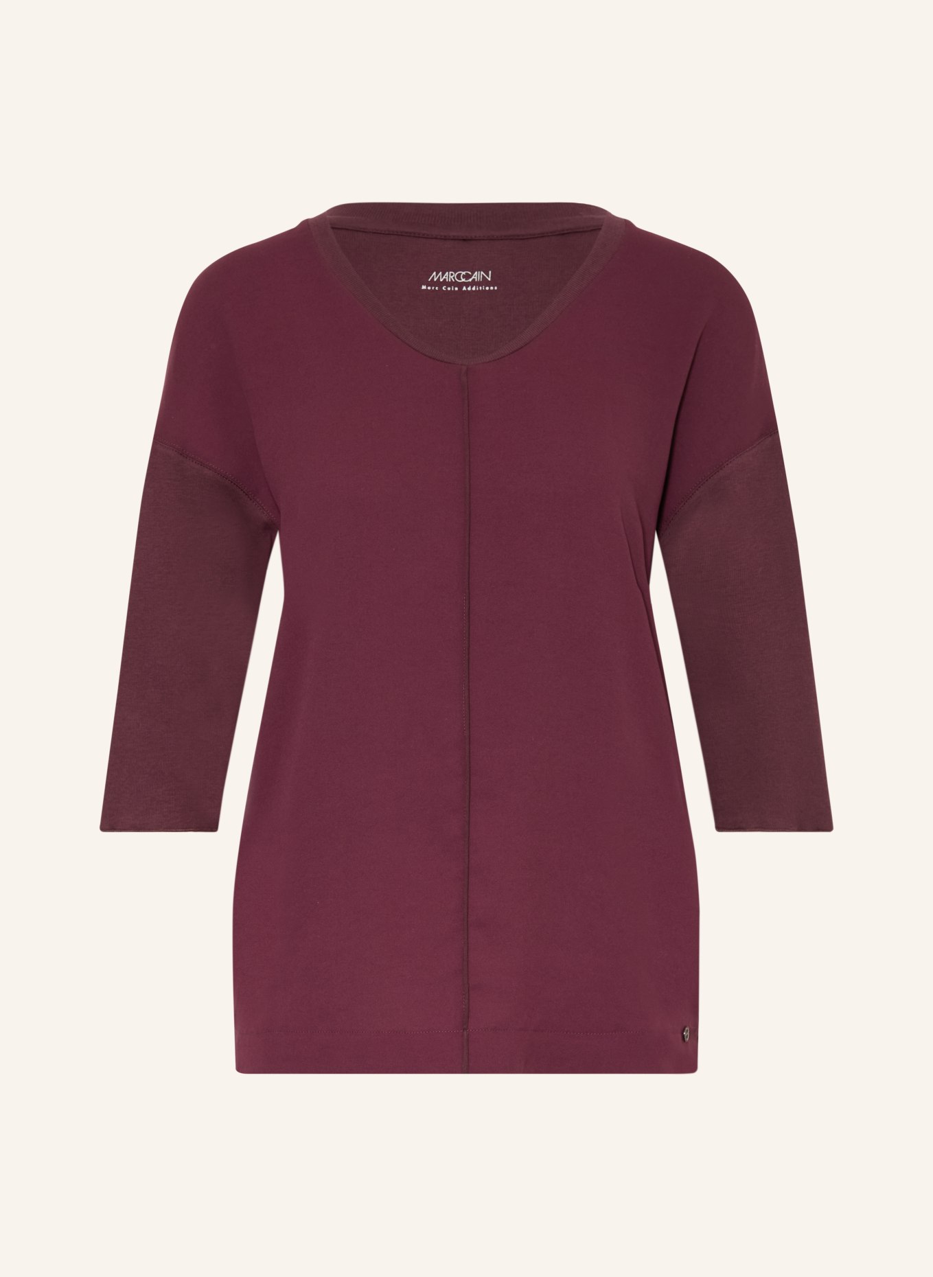 MARC CAIN Mixed-fabric shirt with 3/4 sleeves: 296 winetasting
