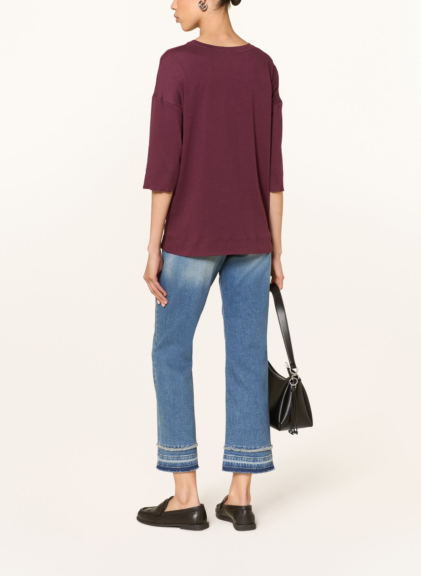 MARC CAIN Mixed-fabric shirt with 3/4 sleeves: 296 winetasting