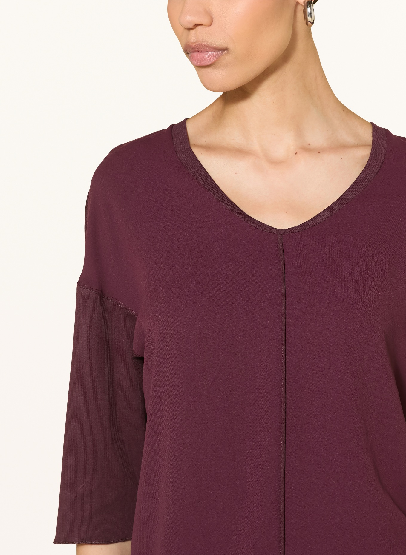 MARC CAIN Mixed-fabric shirt with 3/4 sleeves: 296 winetasting