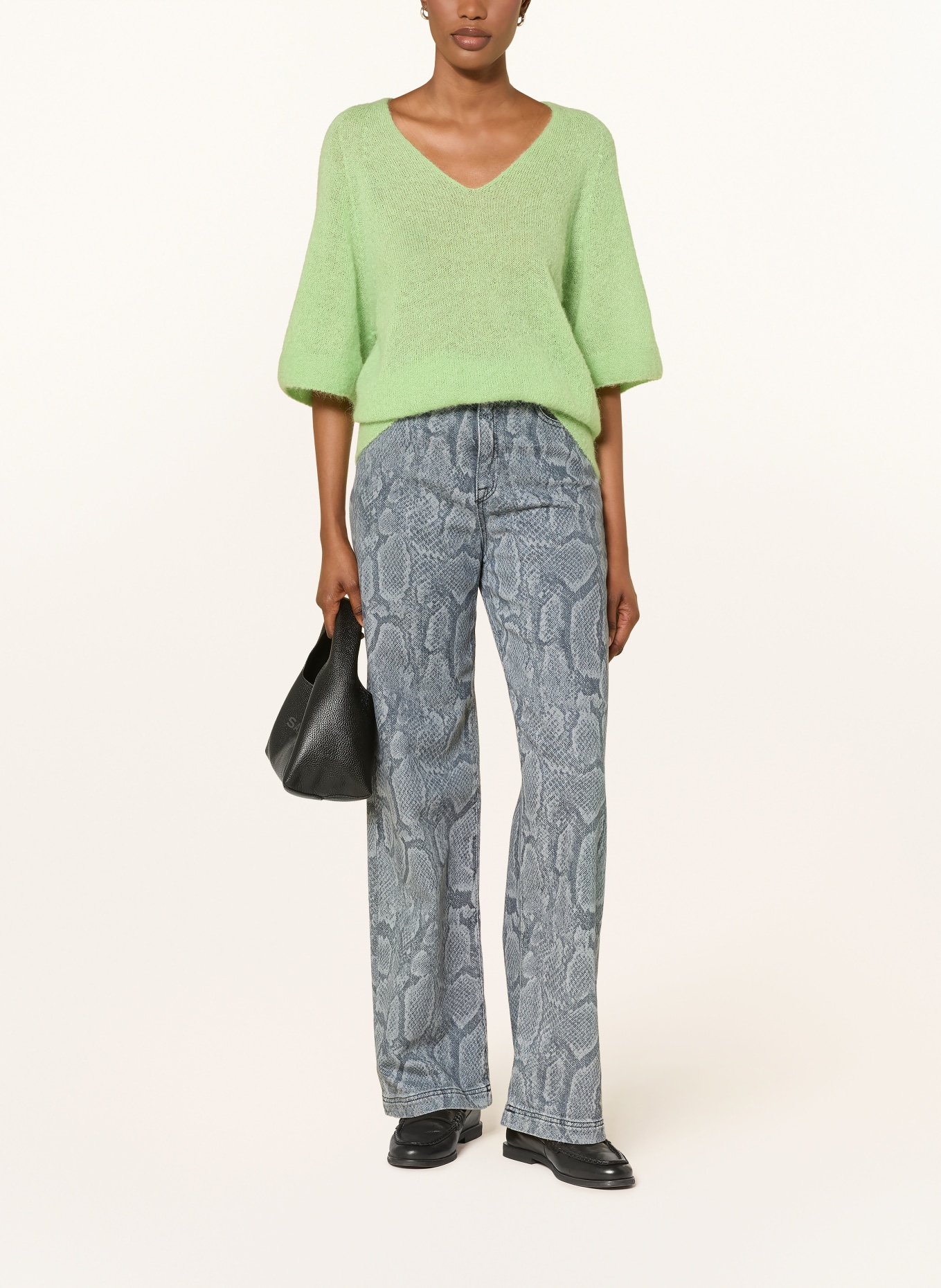MARC CAIN Strickshirt mit Alpaka und Mohair: 530 patina green