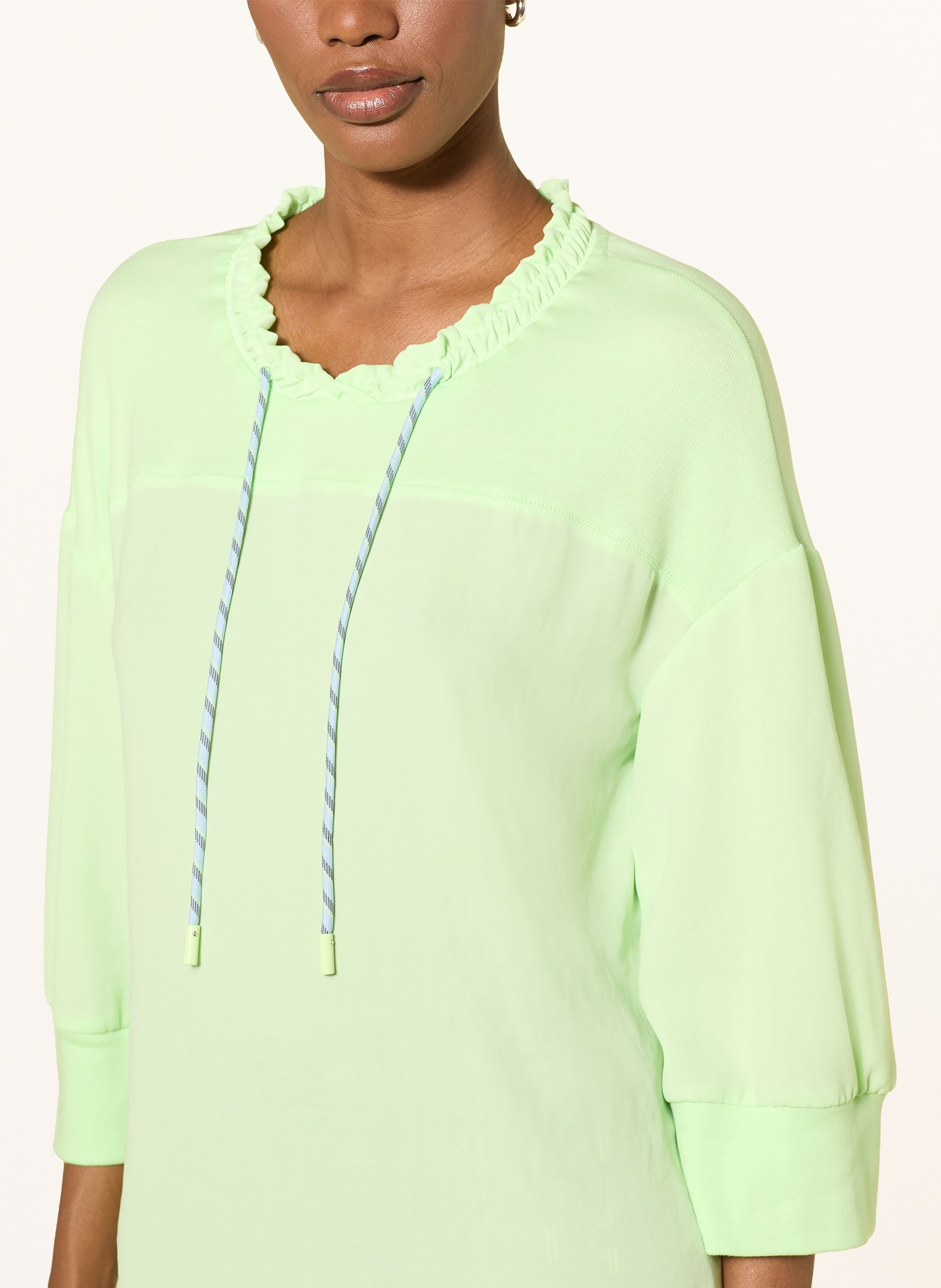MARC CAIN Blusenshirt im Materialmix mit 3/4-Arm: 530 patina green