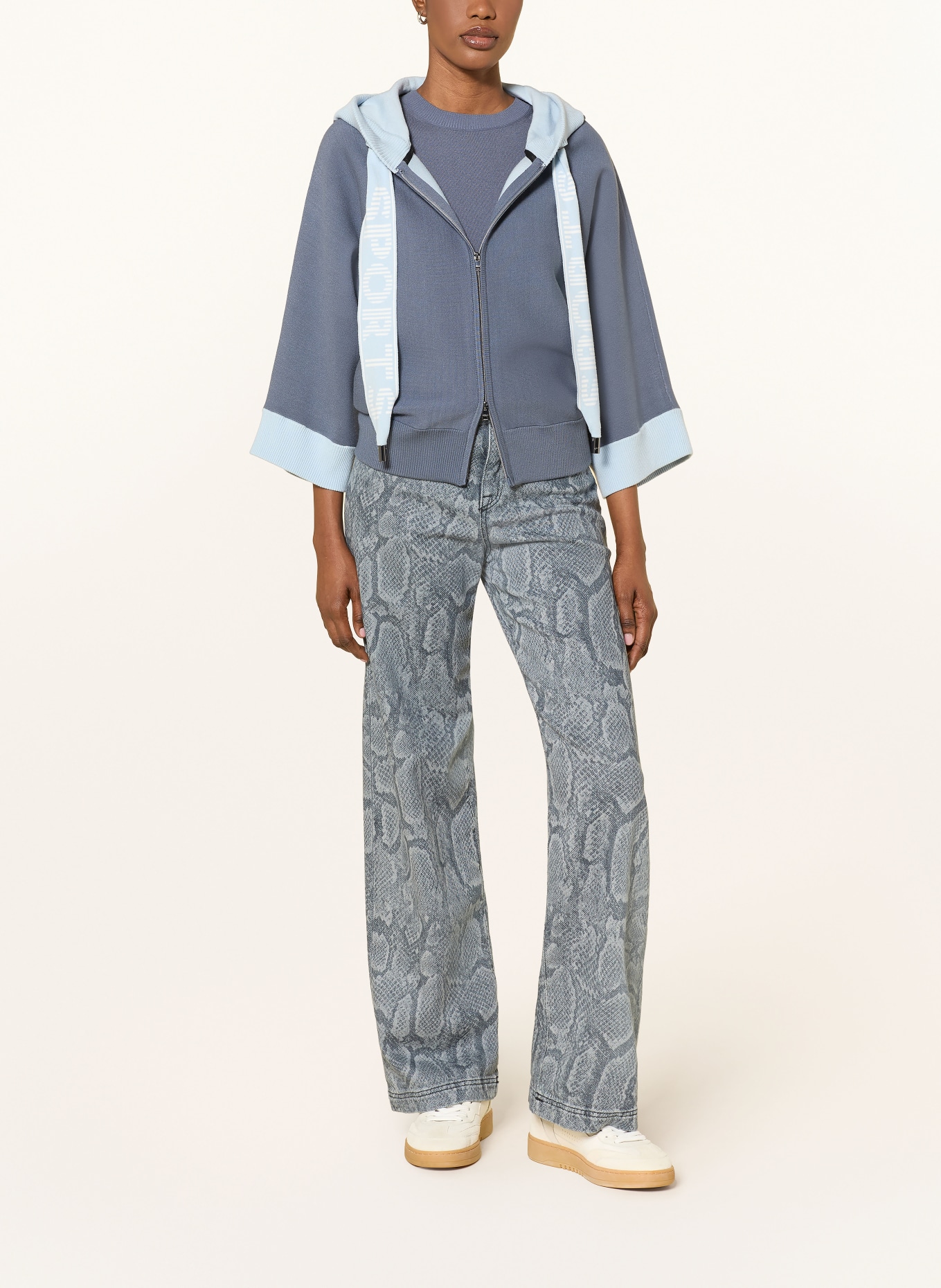 MARC CAIN Sweatjacke mit 3/4-Arm: 380 grisaille