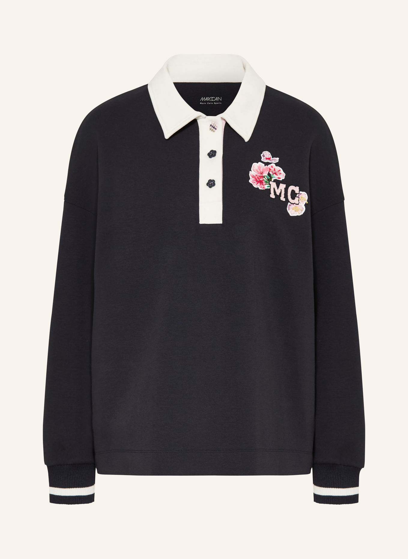 MARC CAIN Sweat-Poloshirt: 394 navy