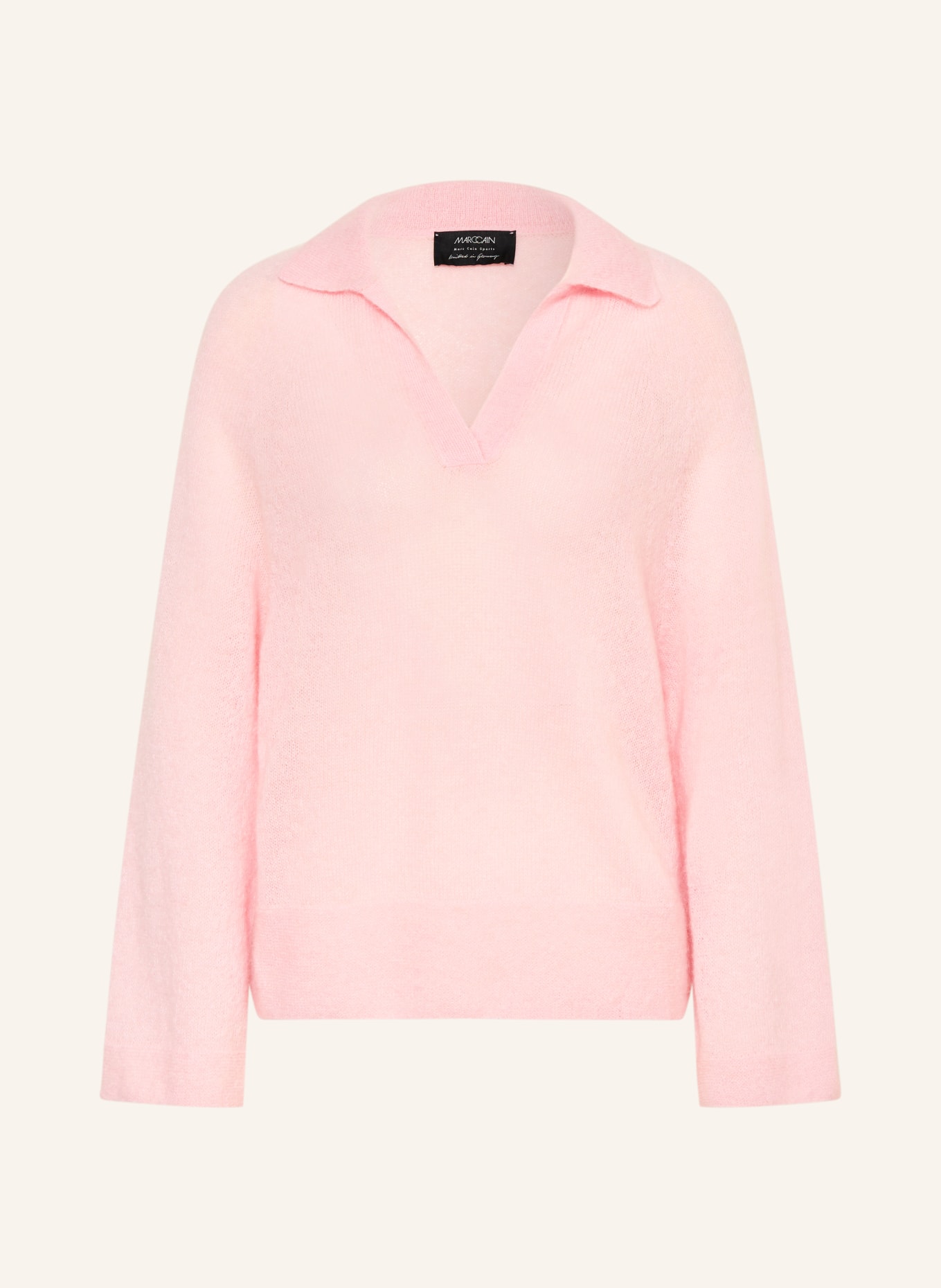 MARC CAIN Pletené polo tričko s alpakou a mohérem: 208 chalk pink