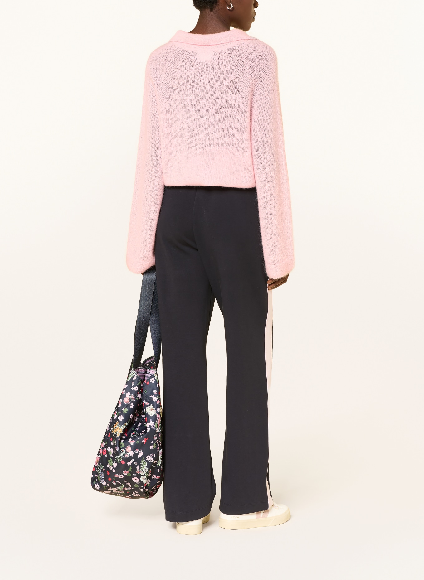 MARC CAIN Pletené polo tričko s alpakou a mohérem: 208 chalk pink