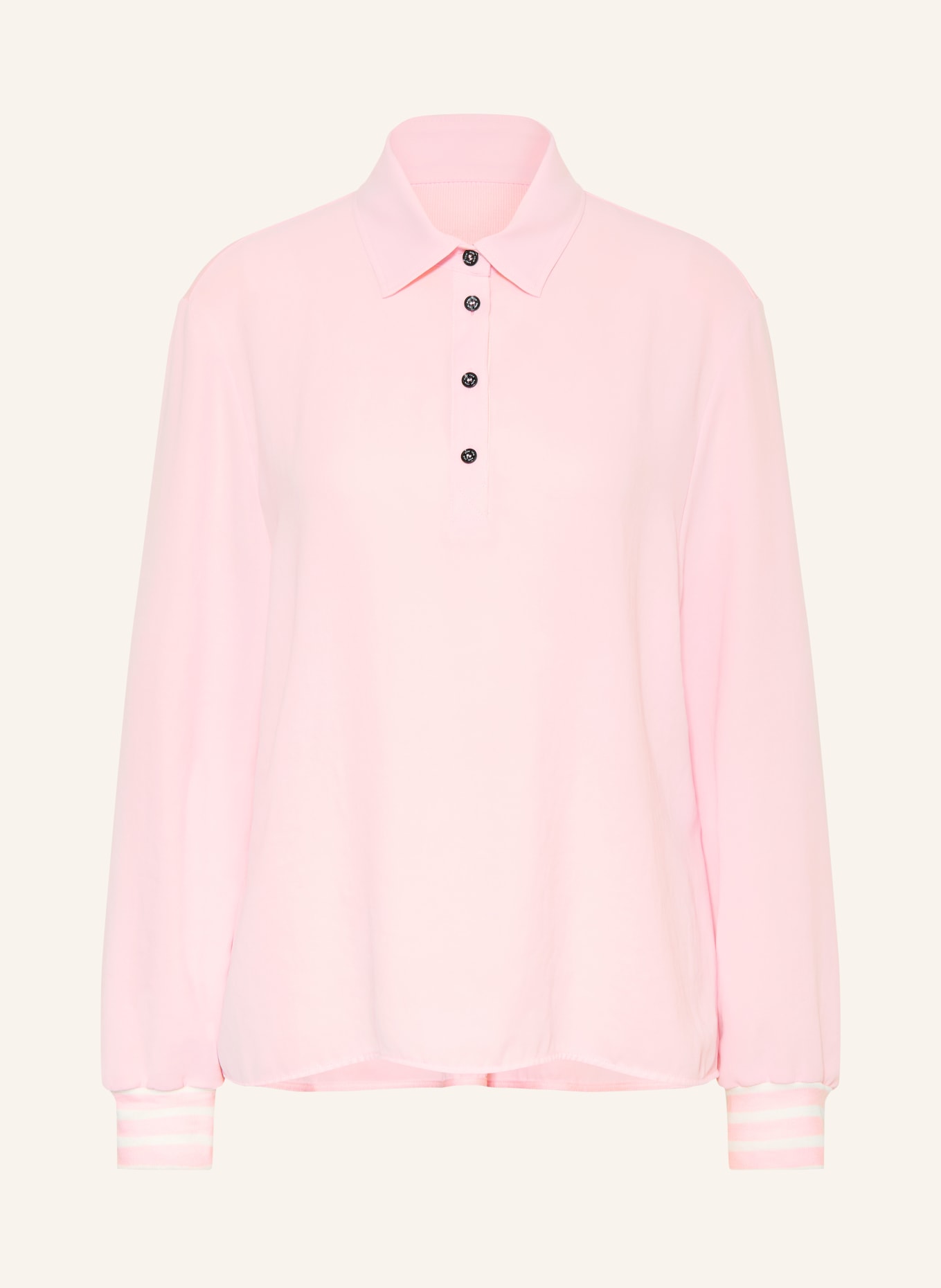 MARC CAIN Tričko s límečkem z kombinace materiálů: 208 chalk pink