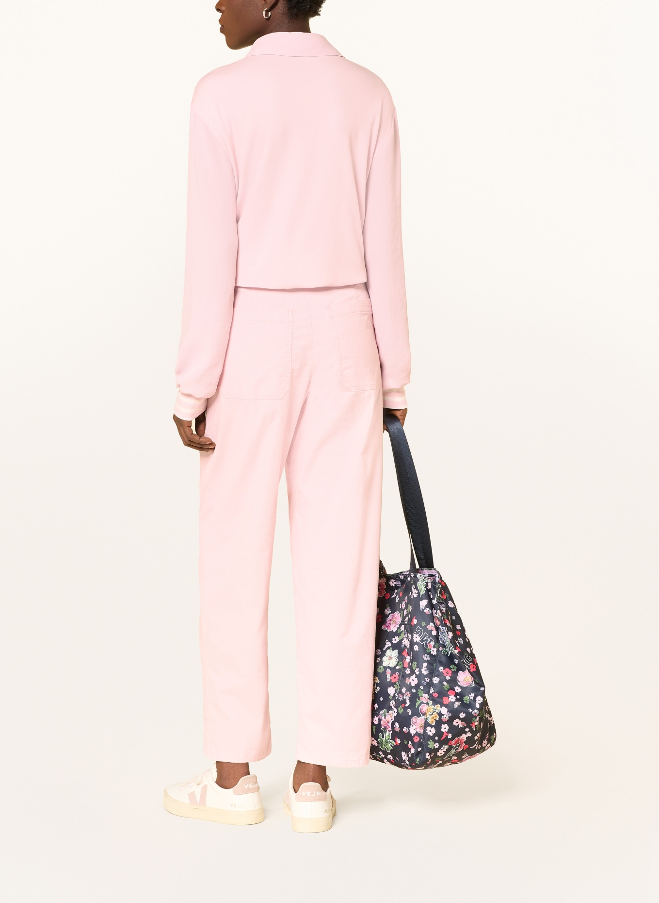 MARC CAIN Tričko s límečkem z kombinace materiálů: 208 chalk pink