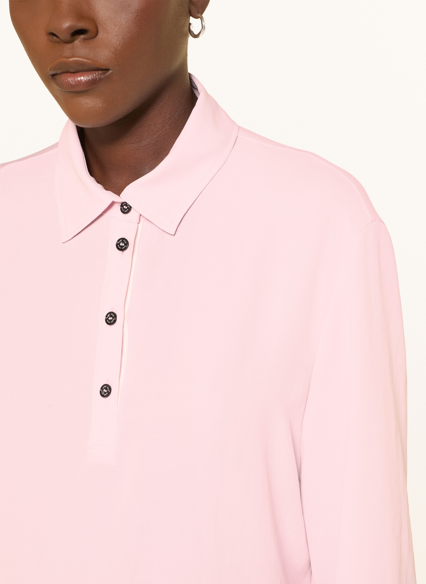 MARC CAIN Tričko s límečkem z kombinace materiálů: 208 chalk pink
