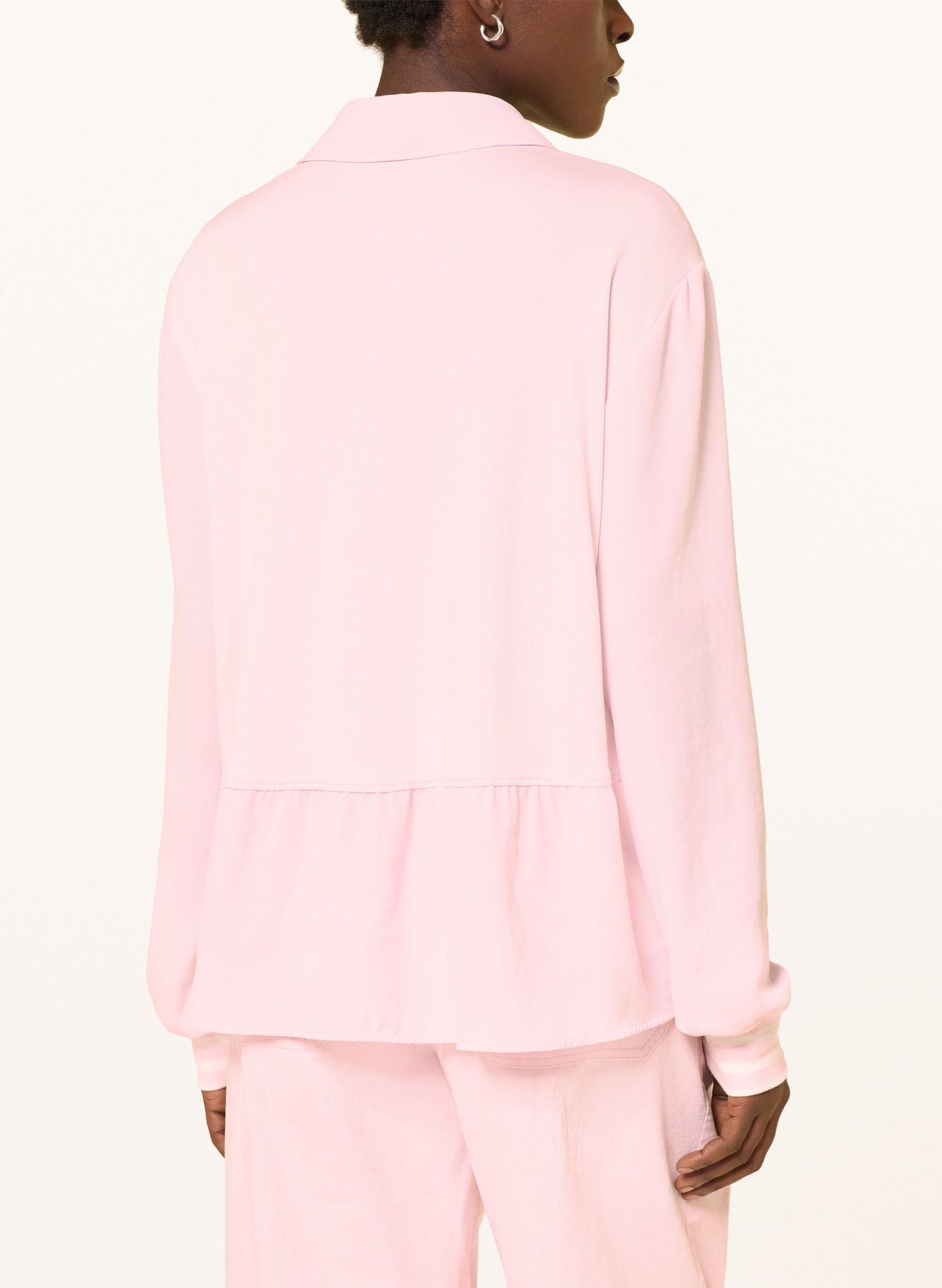 MARC CAIN Tričko s límečkem z kombinace materiálů: 208 chalk pink
