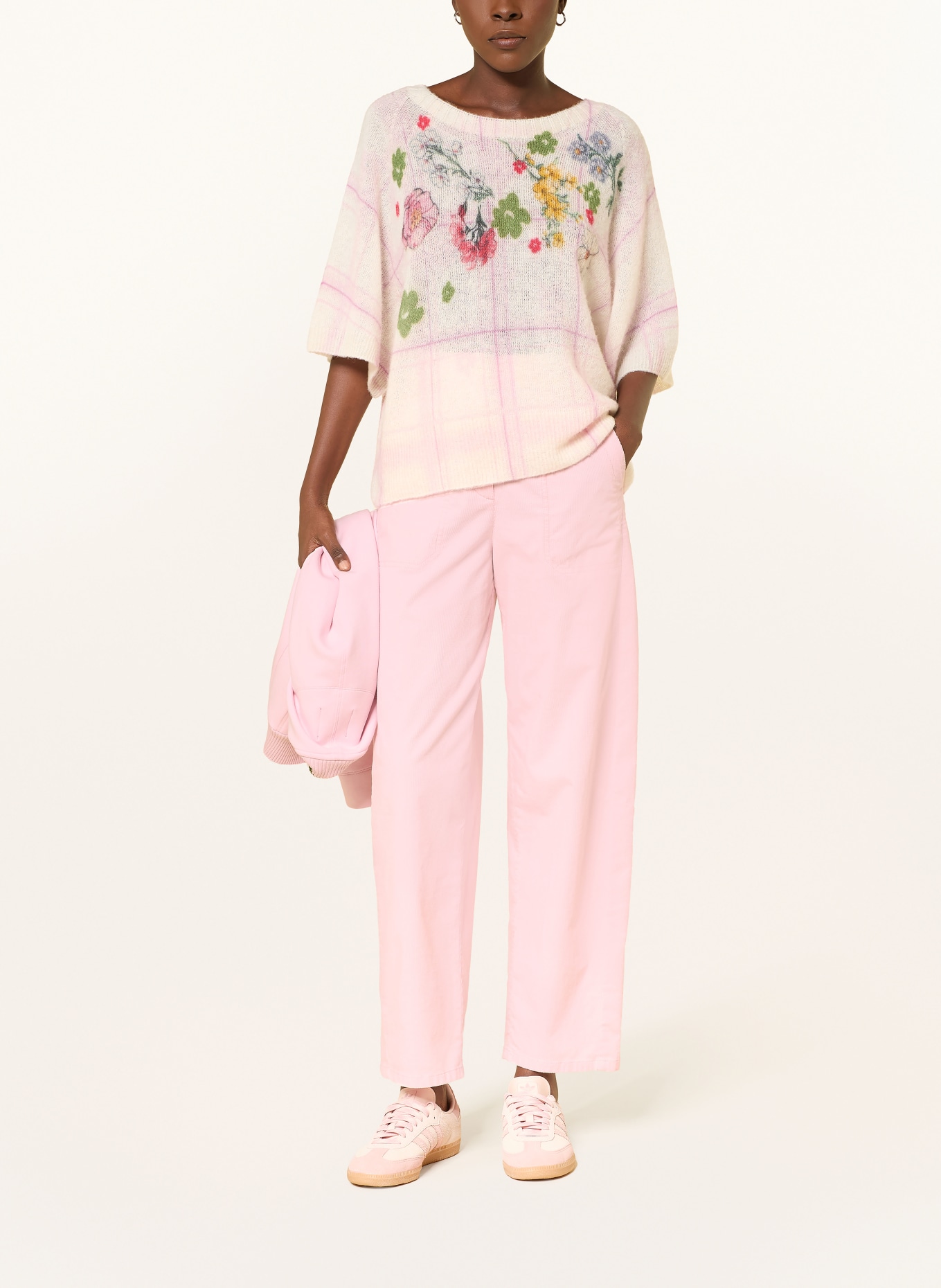 MARC CAIN Svetr s alpakou a 3/4 rukávy: 208 chalk pink