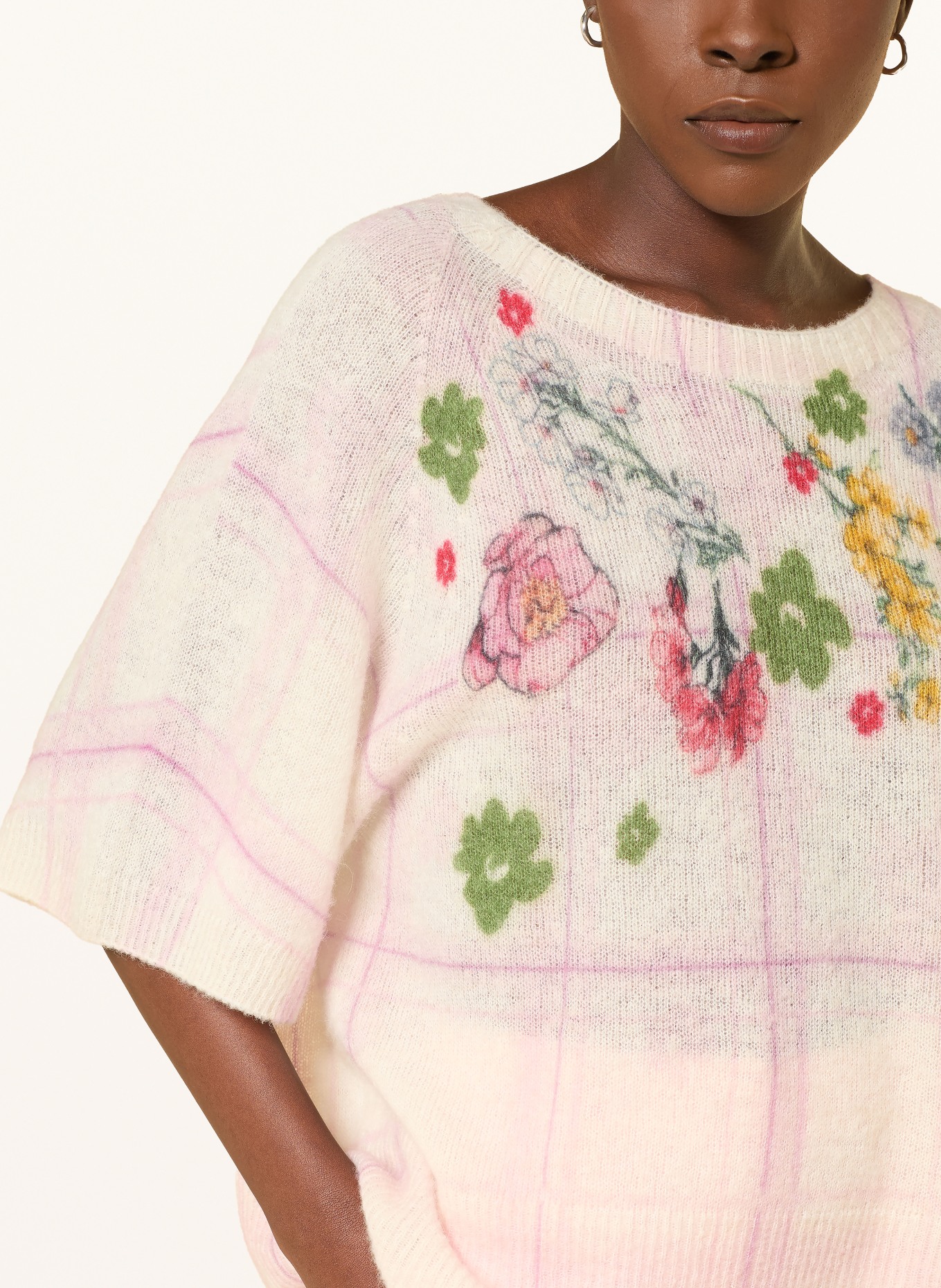 MARC CAIN Svetr s alpakou a 3/4 rukávy: 208 chalk pink