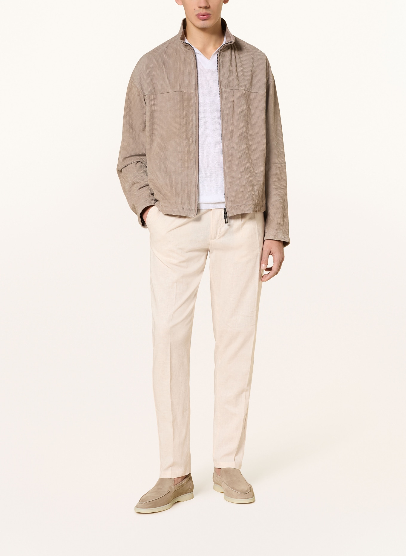Aurélien Slim-fit linen chinos: BEIGE