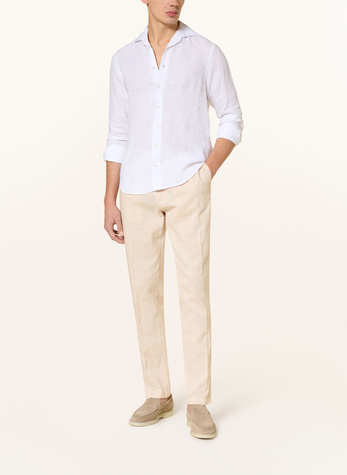 Aurélien Slim-fit linen shirt: WHITE