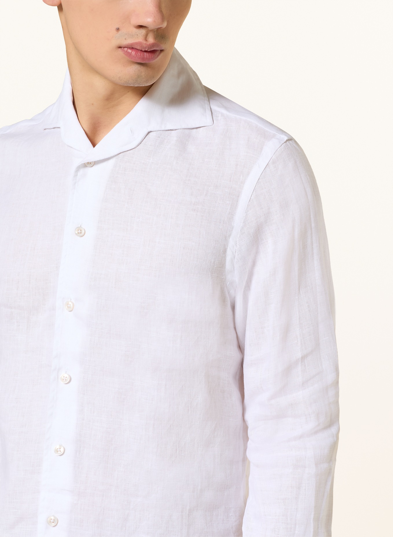 Aurélien Slim-fit linen shirt: WHITE