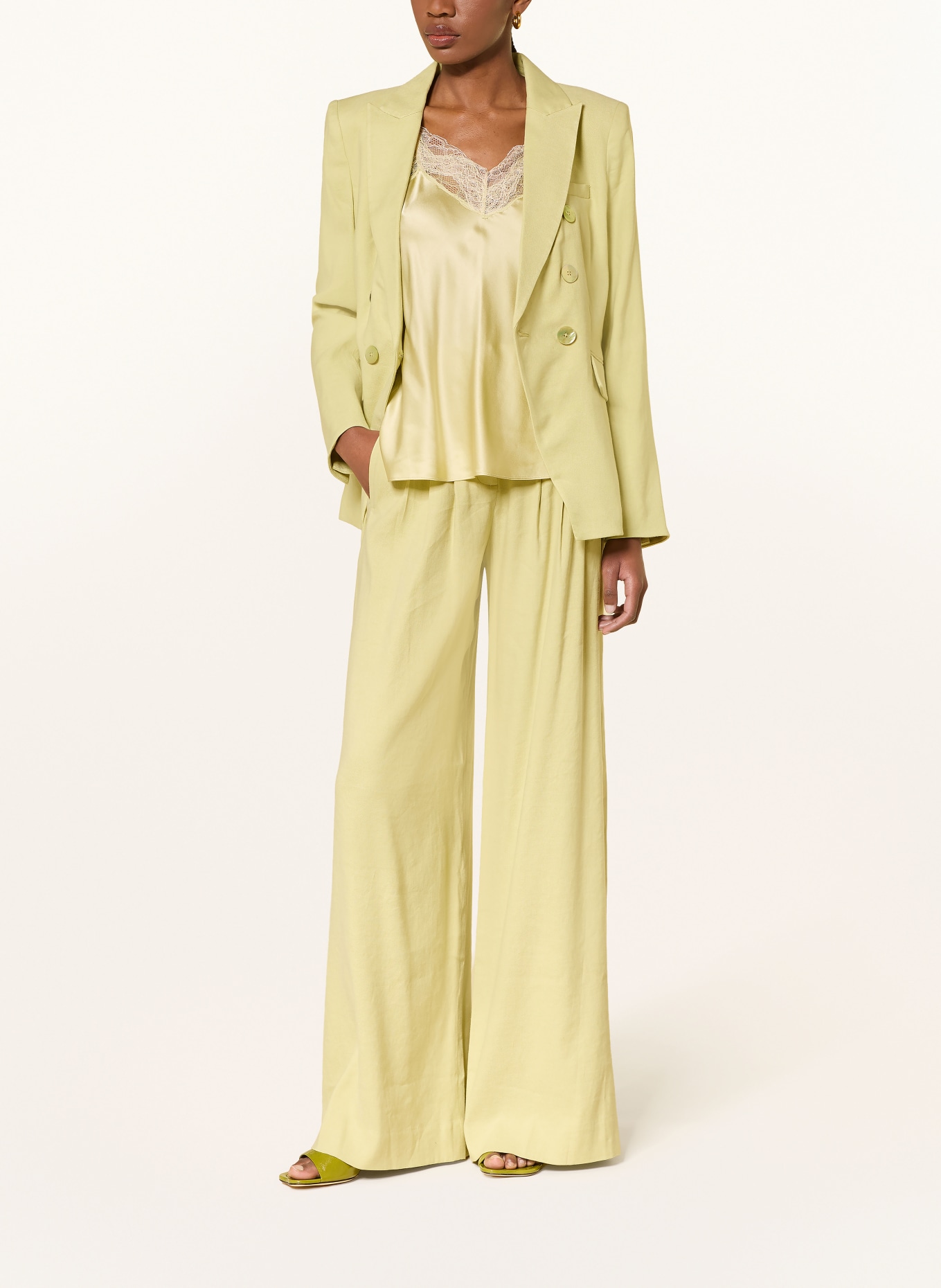 Veronica Beard HOYT Marlen Pants with Linen: LIGHT GREEN