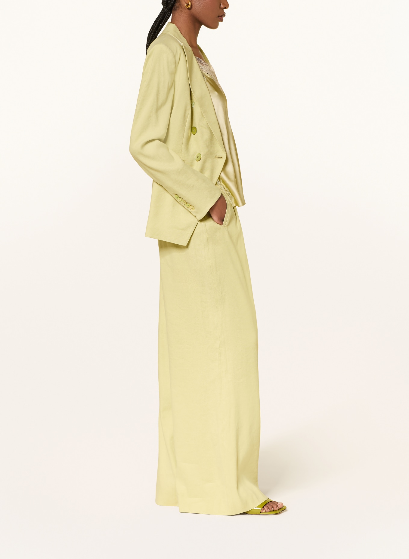 Veronica Beard HOYT Marlen Pants with Linen: LIGHT GREEN