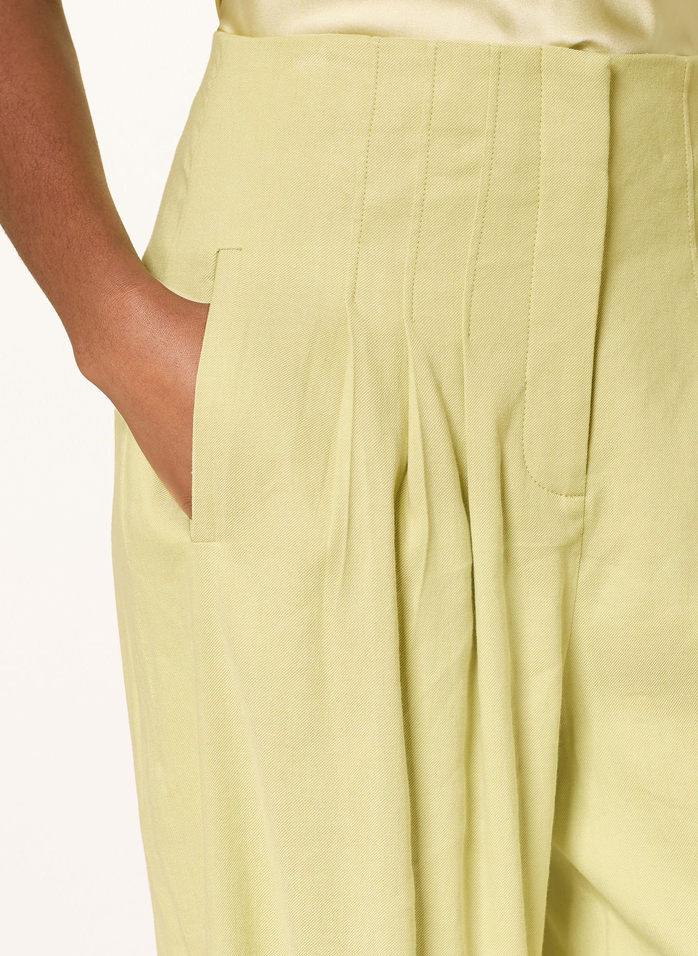 Veronica Beard HOYT Marlen Pants with Linen: LIGHT GREEN