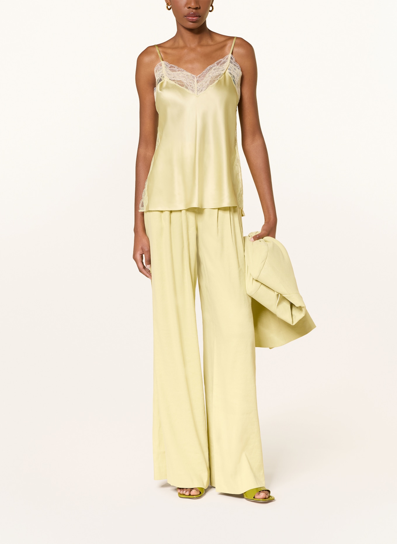 Veronica Beard Satintop JOHANAN mit Seide und Spitze: HELLGRÜN