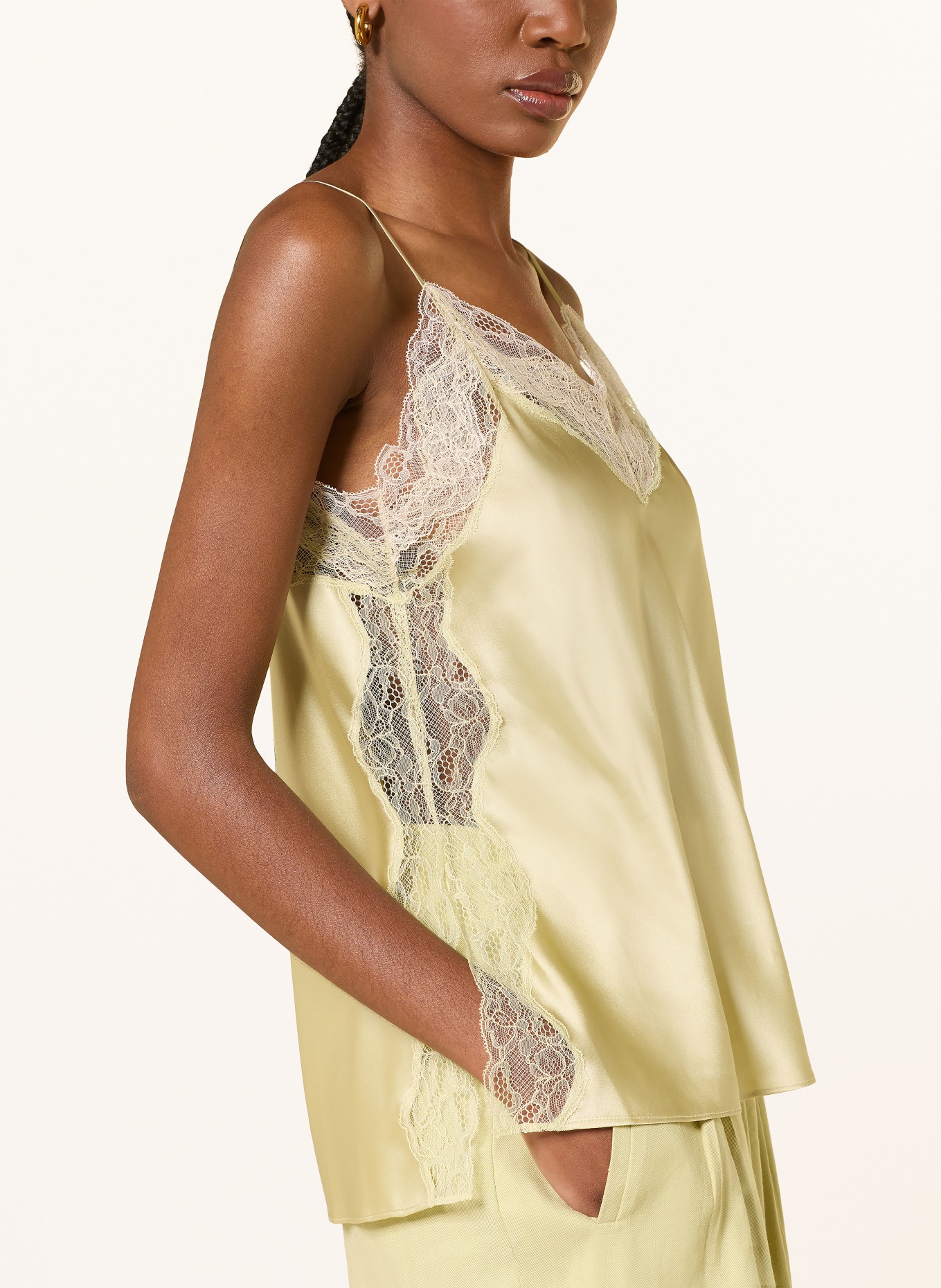 Veronica Beard Satintop JOHANAN mit Seide und Spitze: HELLGRÜN