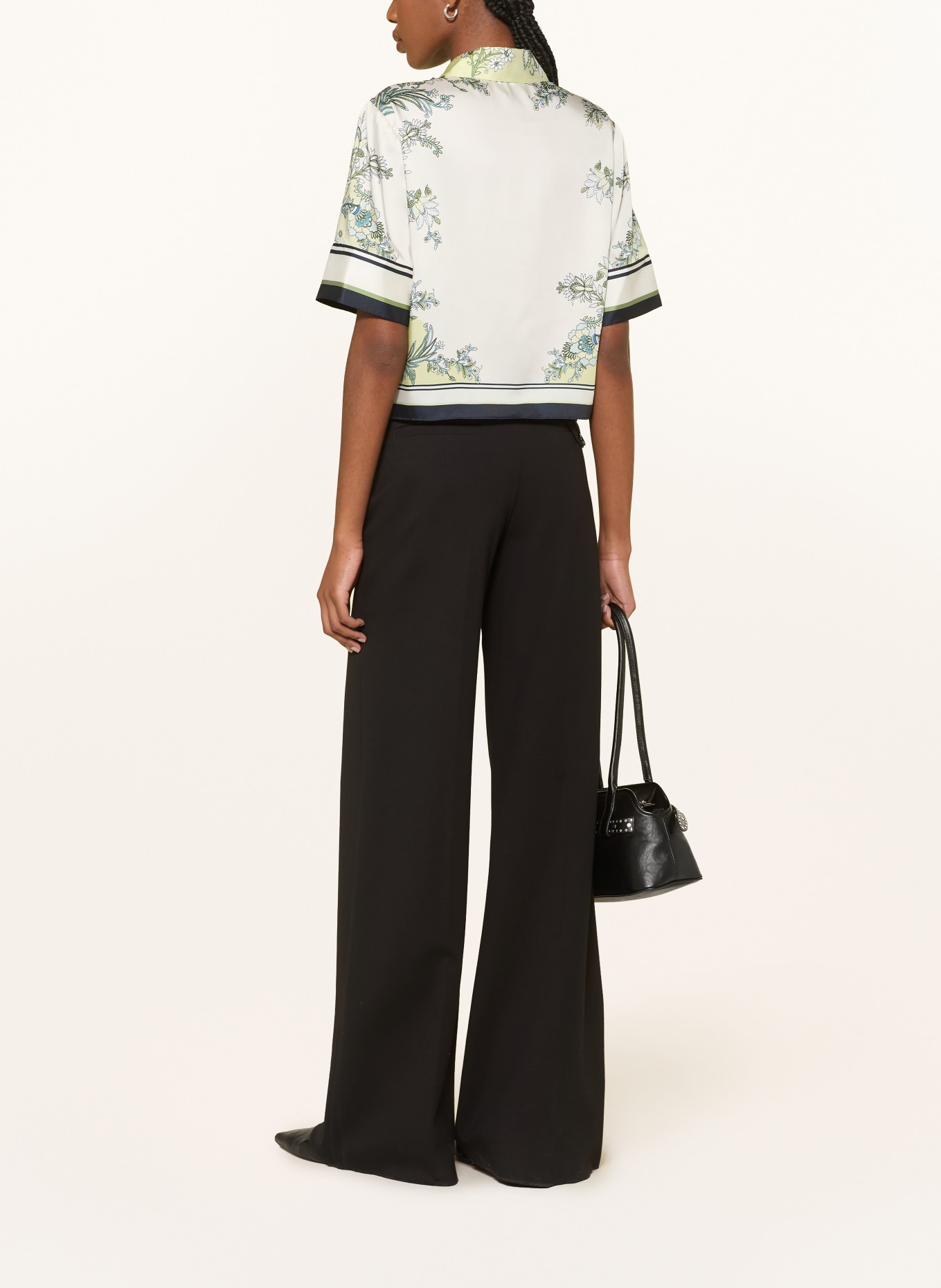 Veronica Beard Hemdbluse CLEAN SPRUCE aus Satin: CREME / HELLGRÜN / SCHWARZ