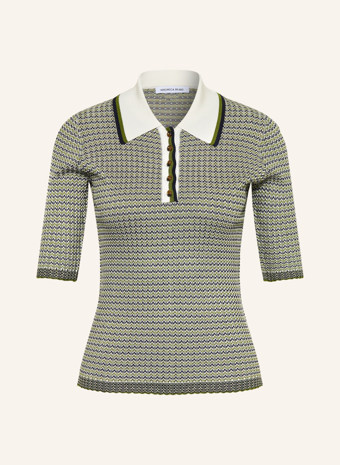 Veronica Beard Strick-Poloshirt SOZA: GRÜN / DUNKELBLAU / WEISS