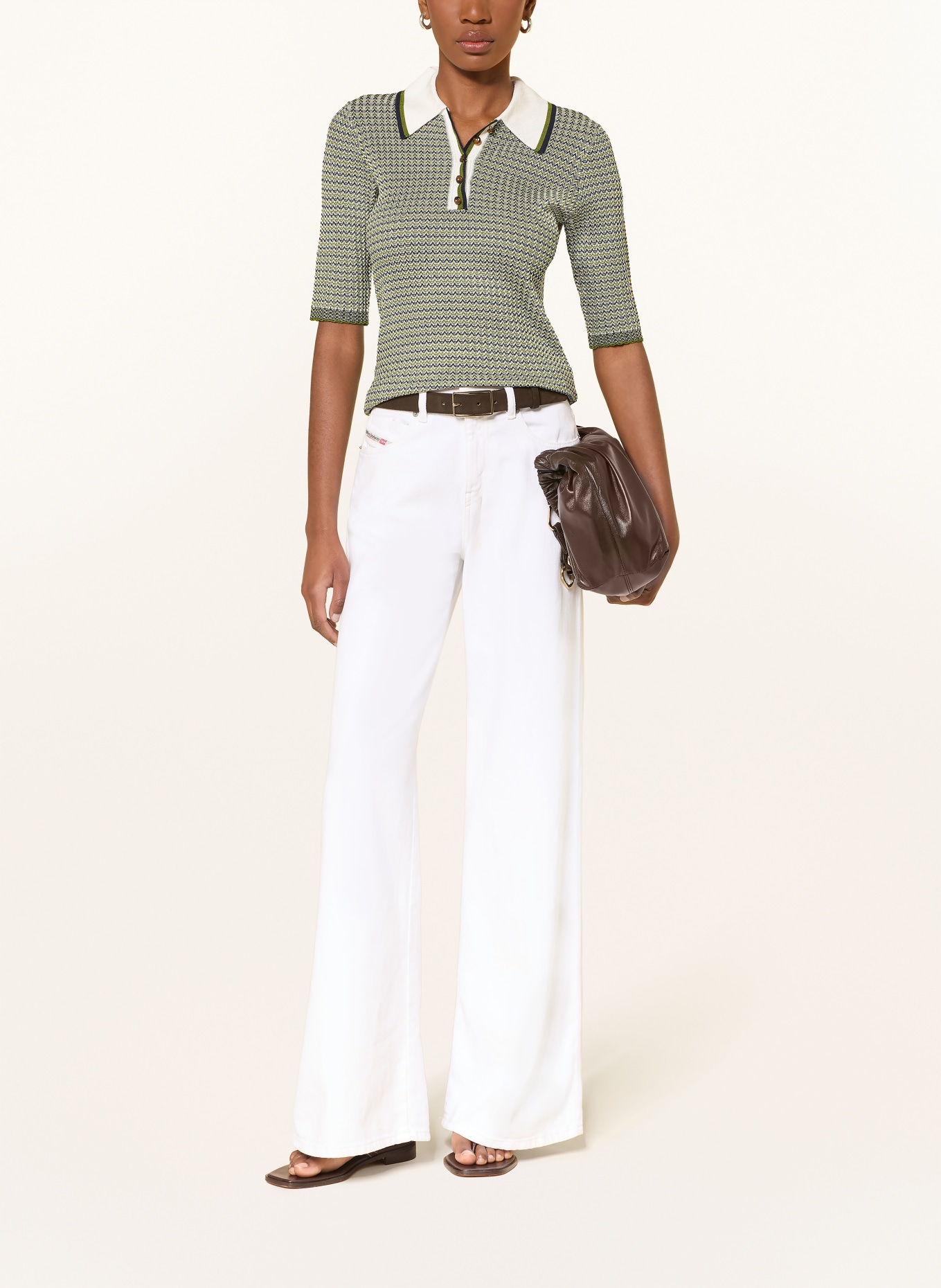 Veronica Beard Strick-Poloshirt SOZA: GRÜN / DUNKELBLAU / WEISS