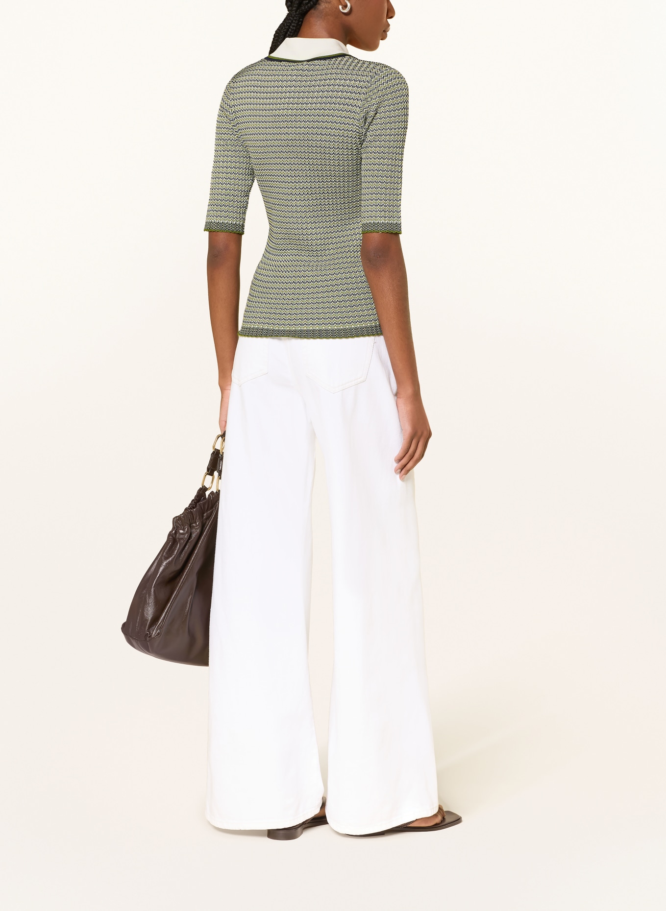 Veronica Beard Strick-Poloshirt SOZA: GRÜN / DUNKELBLAU / WEISS