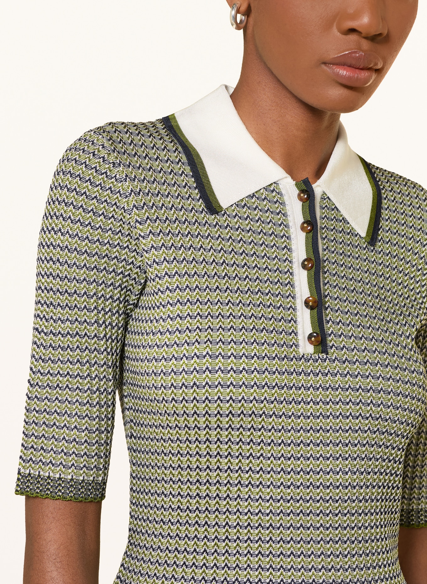 Veronica Beard Strick-Poloshirt SOZA: GRÜN / DUNKELBLAU / WEISS