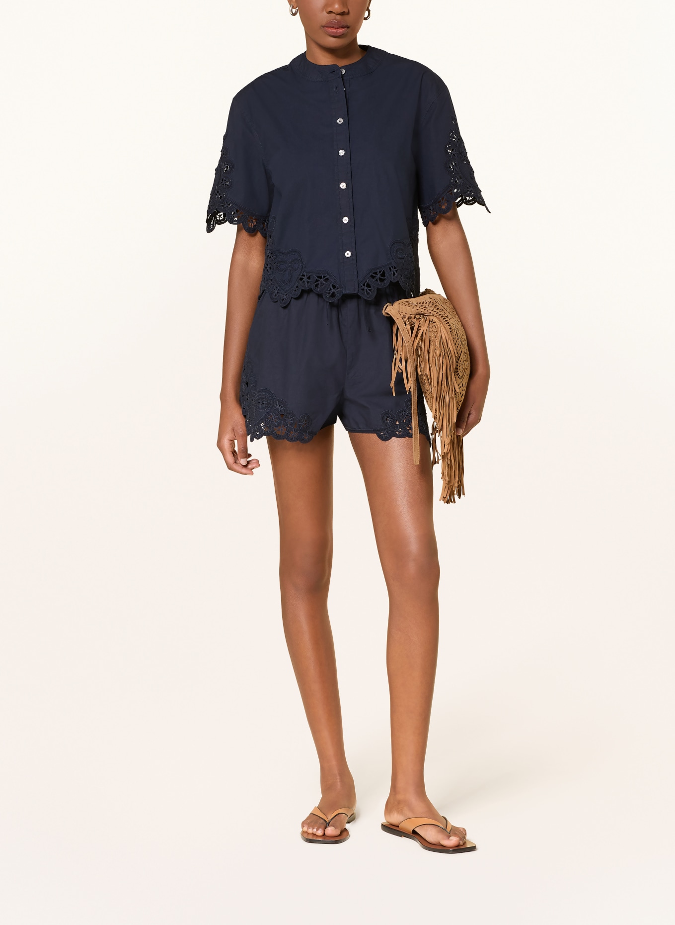 Veronica Beard Bluzka ALECK z koronką: GRANATOWY