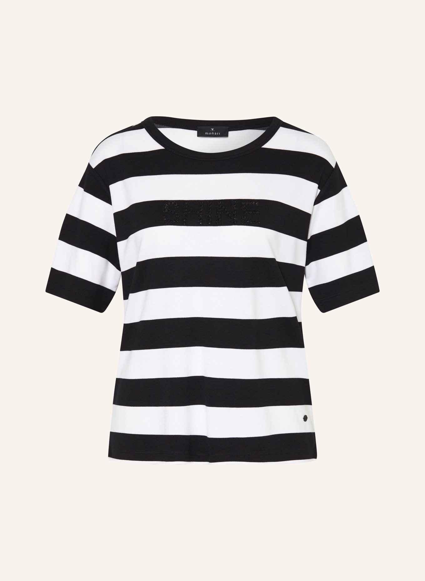 monari T-shirt orné de strass: NOIR / BLANC
