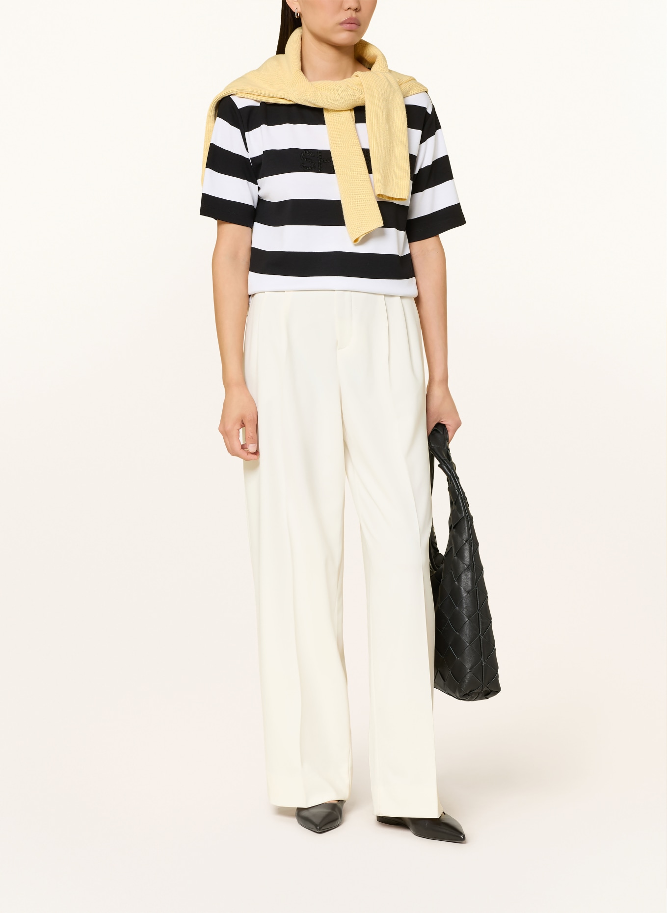 monari T-shirt orné de strass: NOIR / BLANC