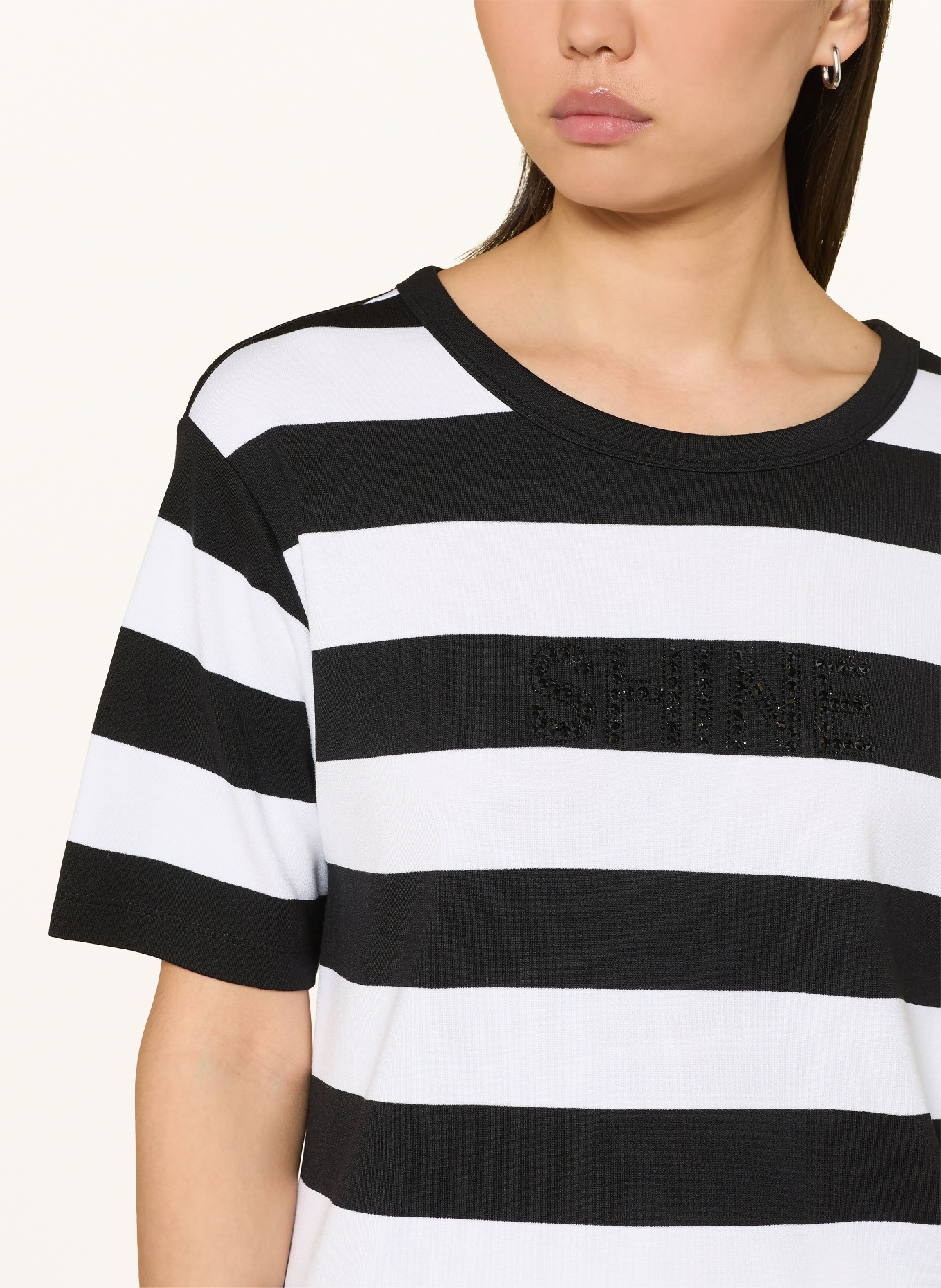 monari T-shirt orné de strass: NOIR / BLANC